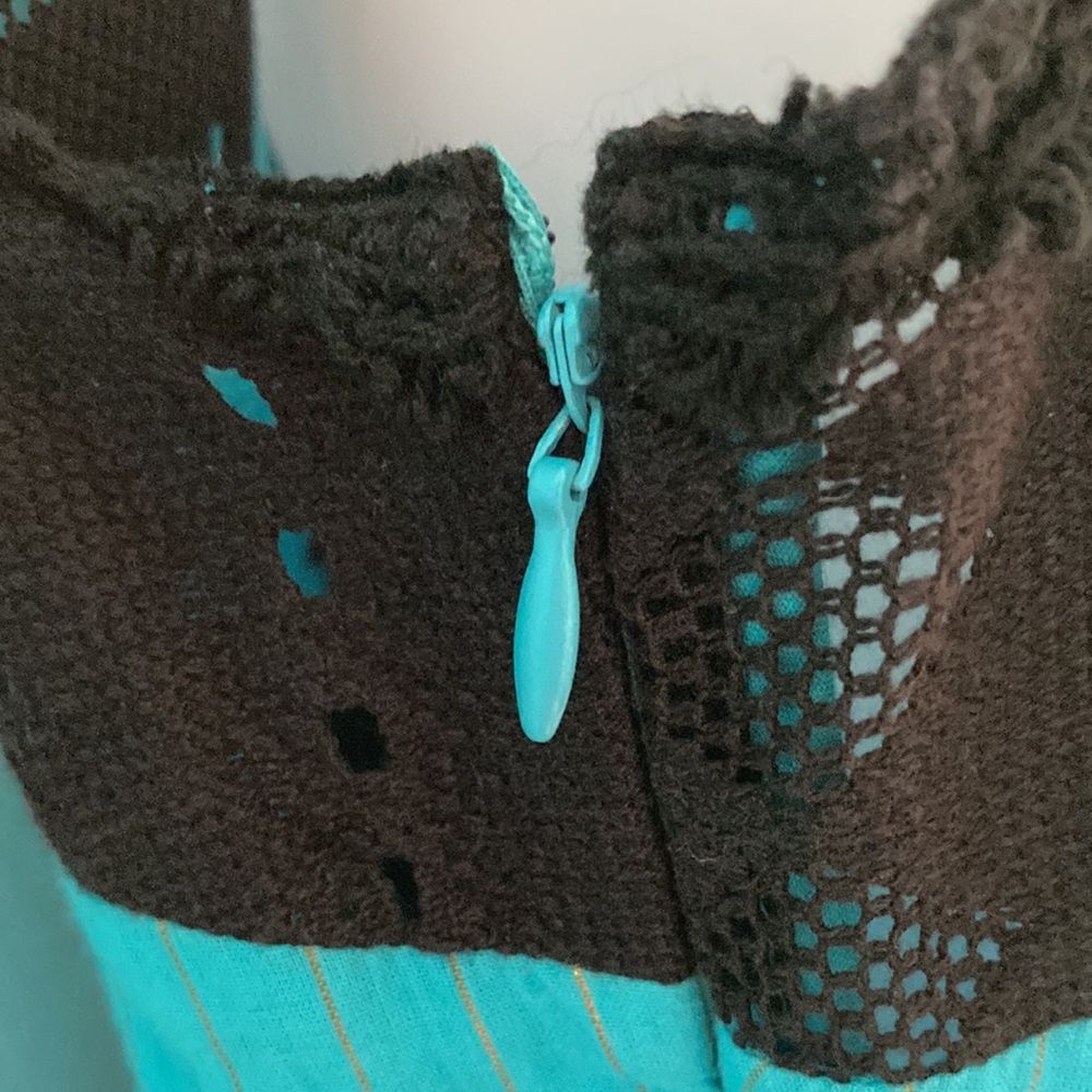 Free People Free People Size 6 Mini Fit Flare Dress S Turquoise & Black Size S / US 4 / IT 40 - 10 Thumbnail