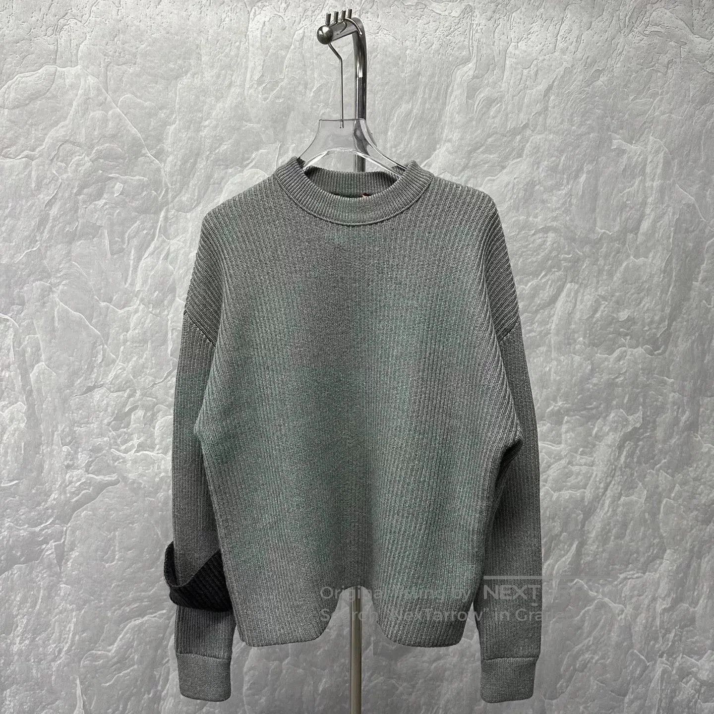 gray louis vuitton knit sweater with logo.