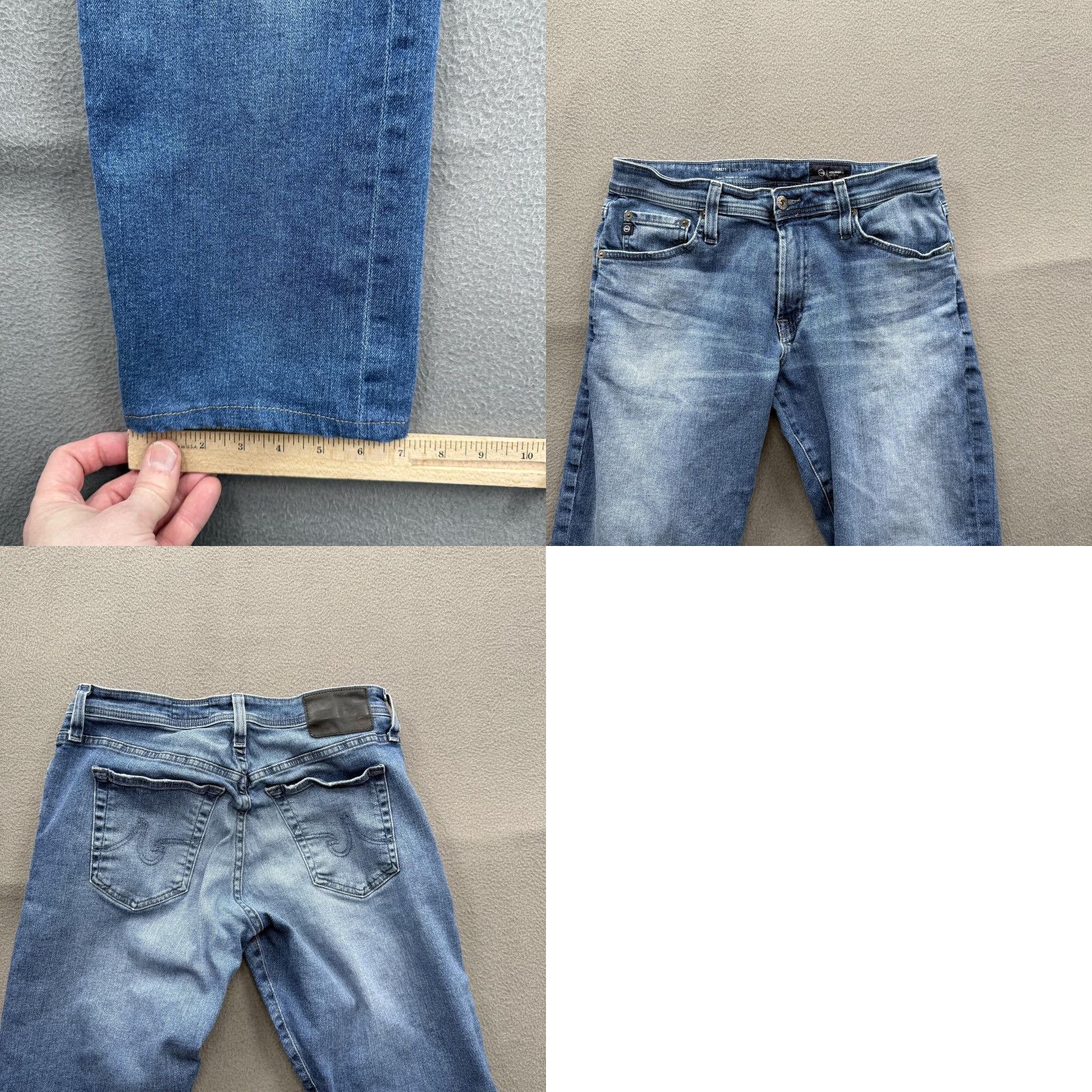 Vintage AG Adriano Goldschmied Everett Jeans Mens 29x34 Blue Slim Straight Size US 29 - 8 Thumbnail