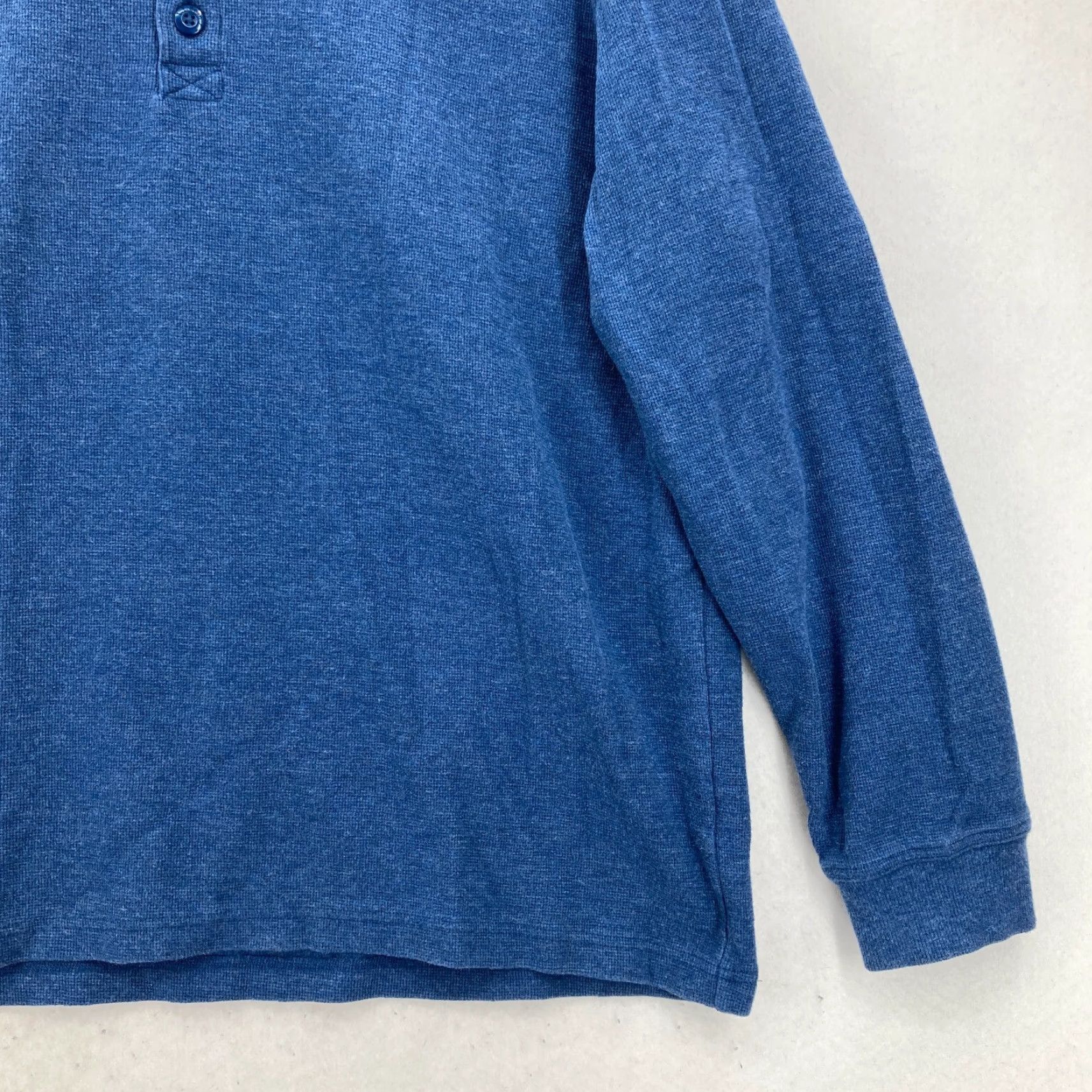 Vintage L.L. Bean Henley T Shirt Mens XL Blue Long Sleeve Thermal Waffle Knit Camp Hike Size US XL / EU 56 / 4 - 3 Thumbnail