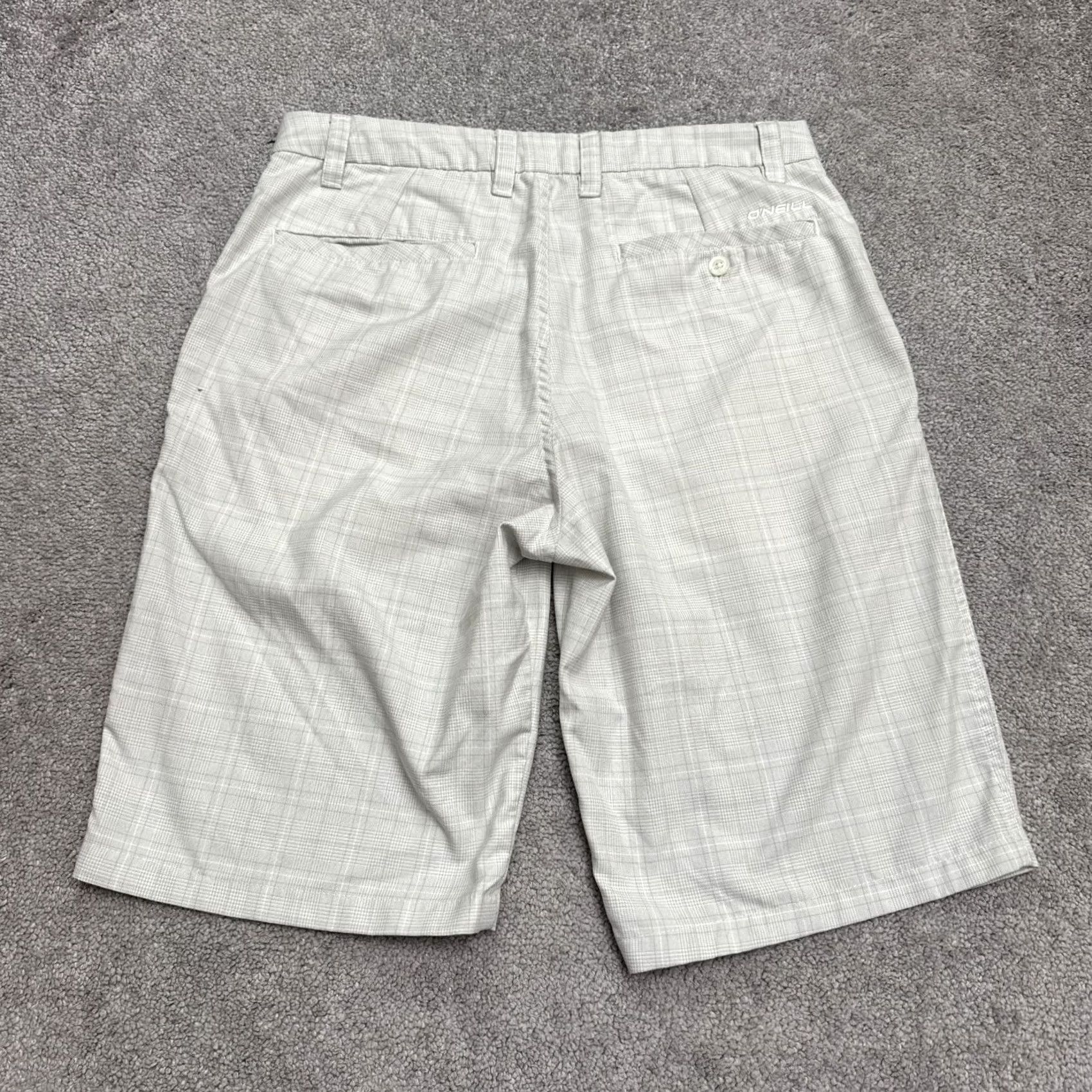 O'Neill O'neill Hybrid Chino Shorts Mens 31 Gray White Plaid Delta Relaxed Fit Preppy Size US 31 - 2 Thumbnail