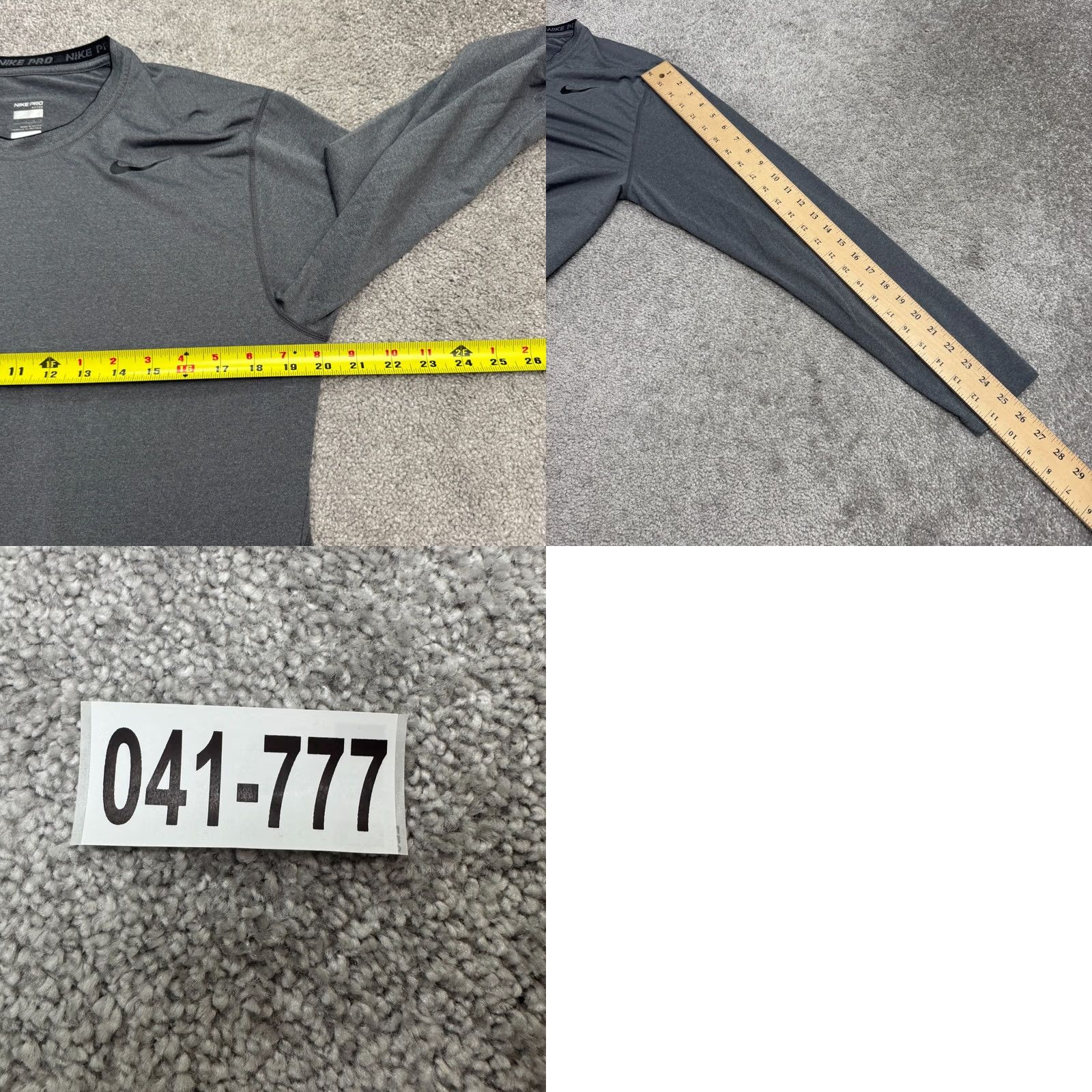 Nike Nike Pro Fitted Performance Active Long Sleeve T-Shirt Mens Large Gray Crew Tee Size US L / EU 52-54 / 3 - 9 Thumbnail