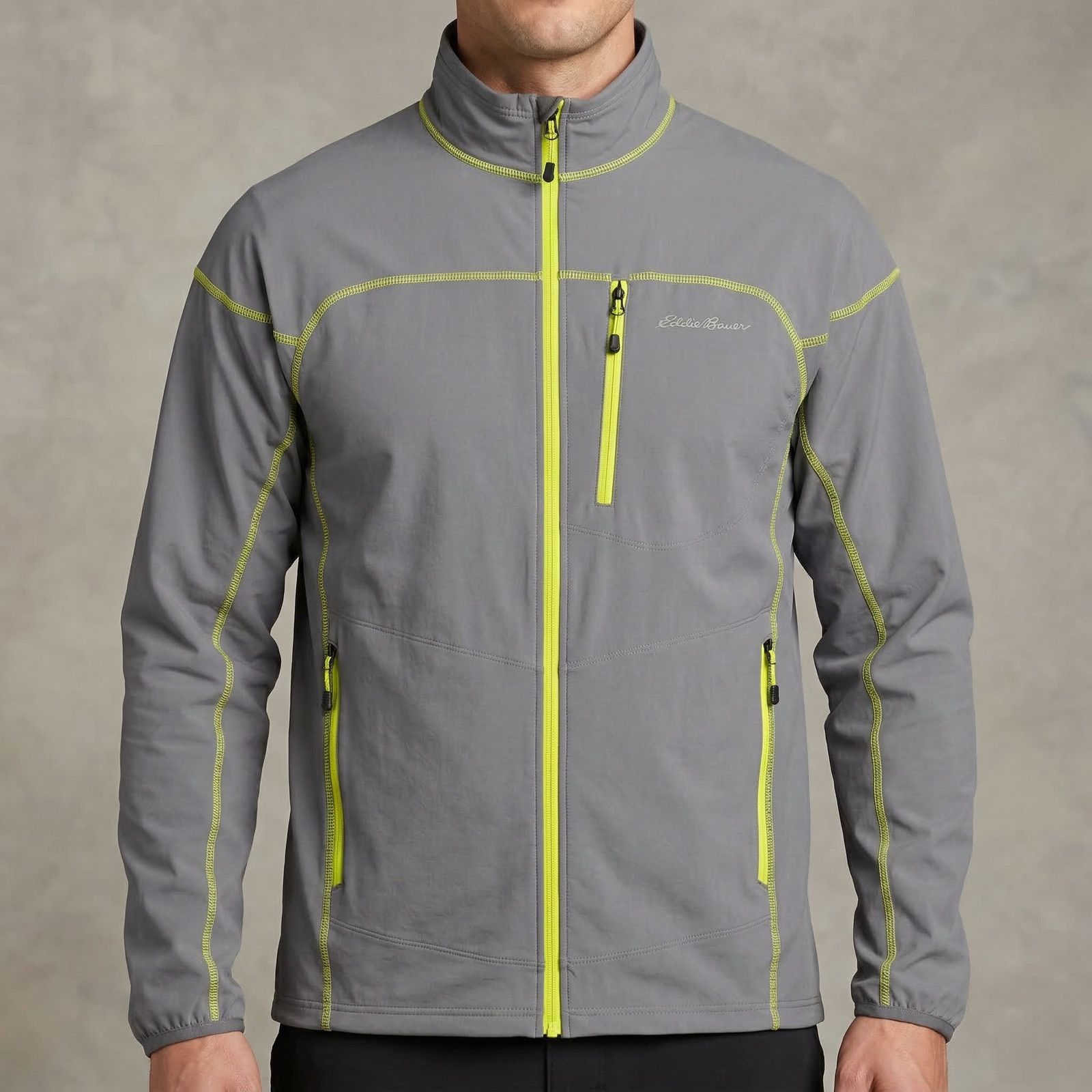 Eddie Bauer Eddie Bauer Men’s Full Zip Softshell Jacket Grey Neon Lime L Size US L / EU 52-54 / 3 - 1 Thumbnail