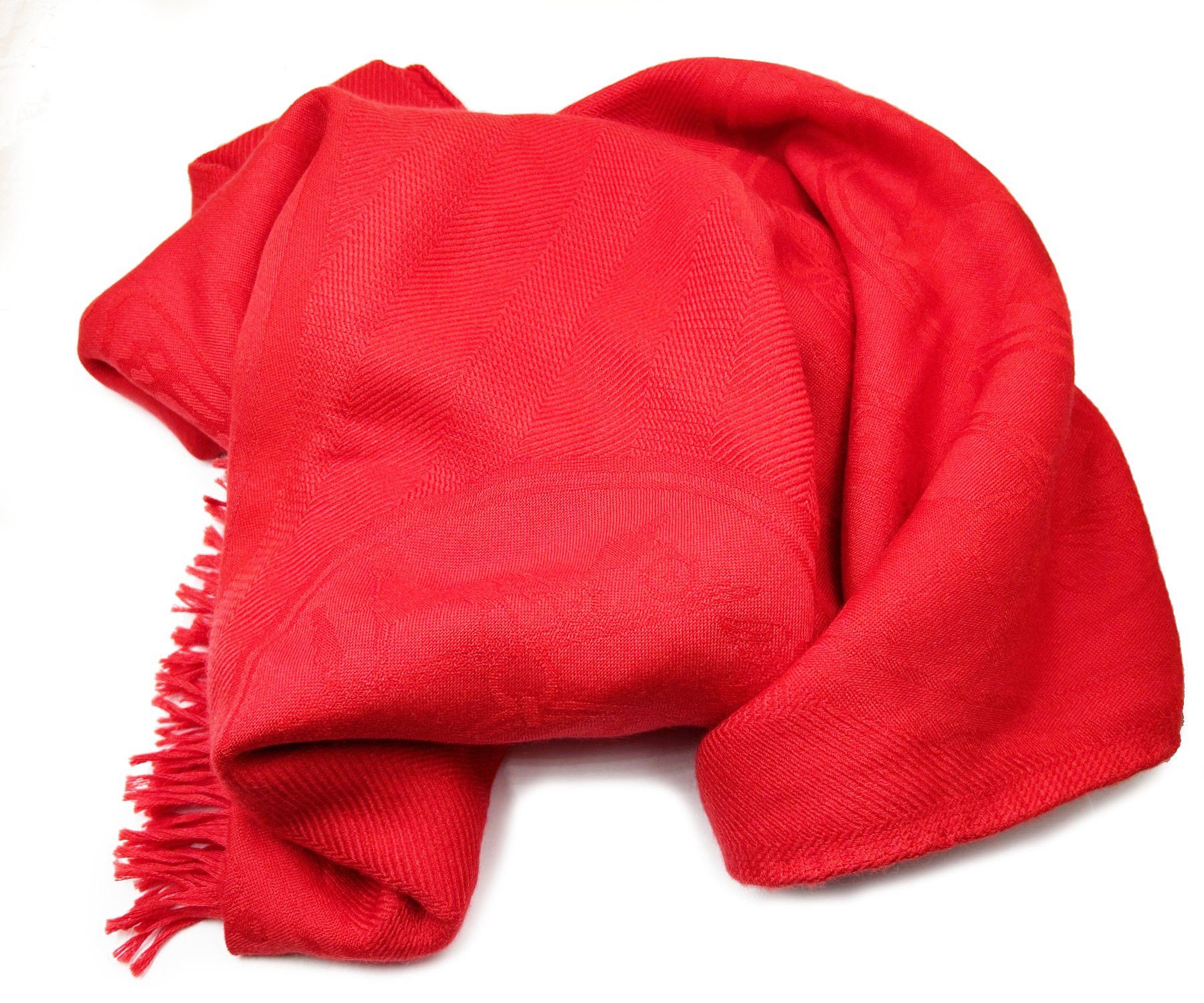 Hermes Hermes Red New Libris Jacquard Cashmere Silk Stole Shawl Size ONE SIZE - 2 Thumbnail