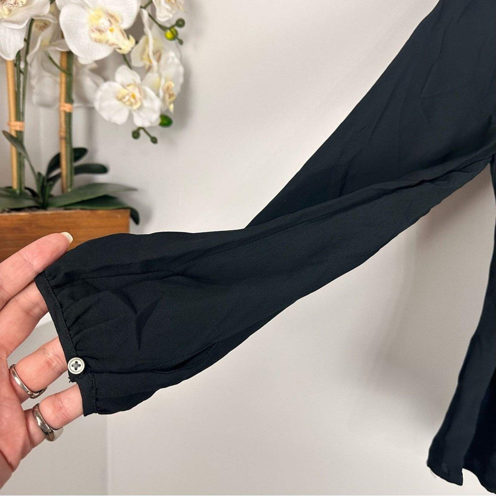J.Crew J.CREW Shirred Waist Corset Top in Viscose Crepe Black 2 NWT Size XS / US 0-2 / IT 36-38 - 7 Thumbnail