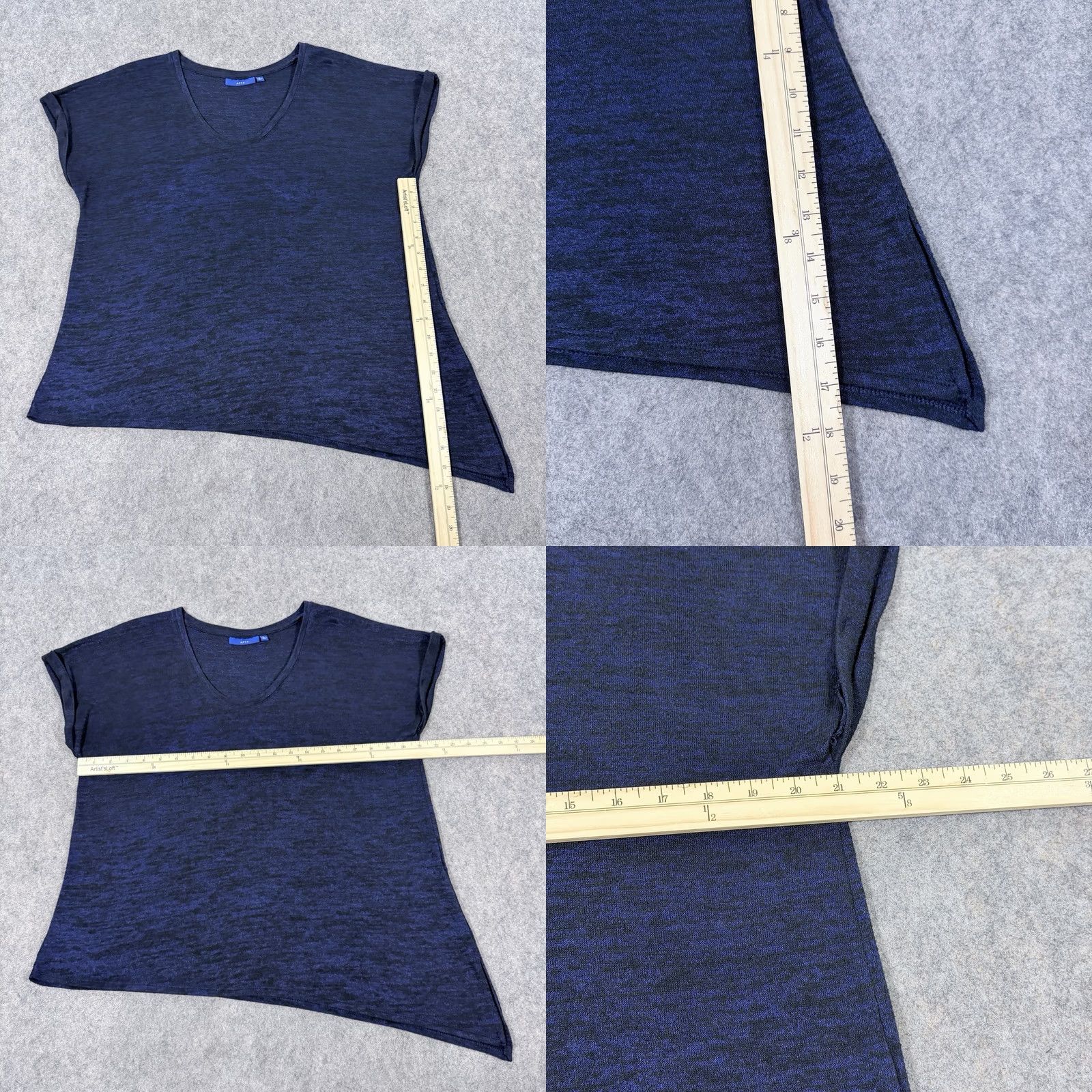 Apt. 9 Apt. 9 T-Shirt Short Sleeve Navy Blue Women Size L Casual Lightweight Shirt Size L / US 10 / IT 46 - 8 Thumbnail