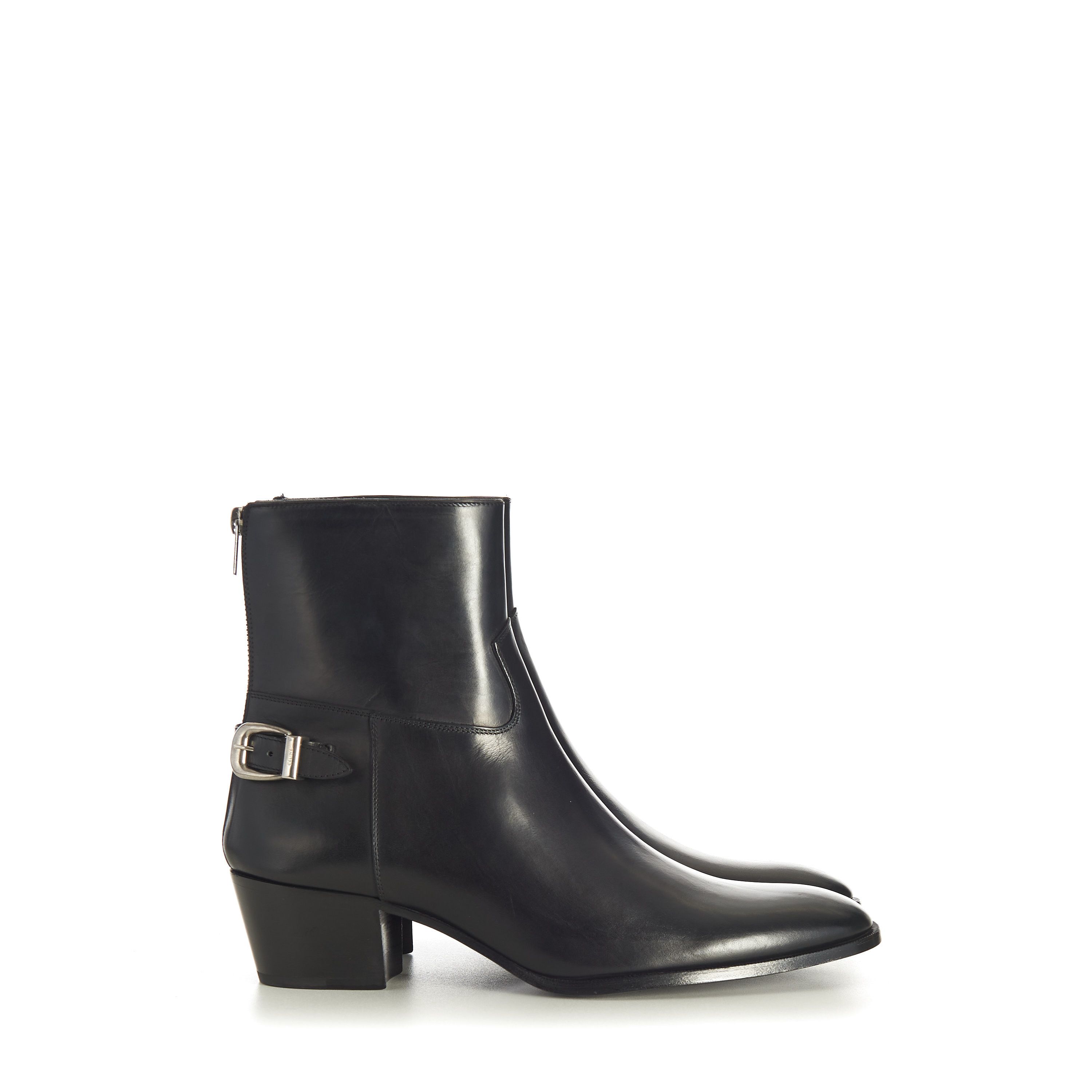 Celine Black Leather Zipped Isaac Ankle Boots - Back Buckle Size US 9 / EU 42 - 2 Thumbnail