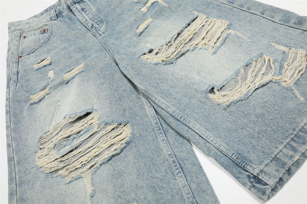 Japanese Brand × Jean Punk men's washed distressed loose ripped denim shorts Size US 32 / EU 48 - 6 Thumbnail
