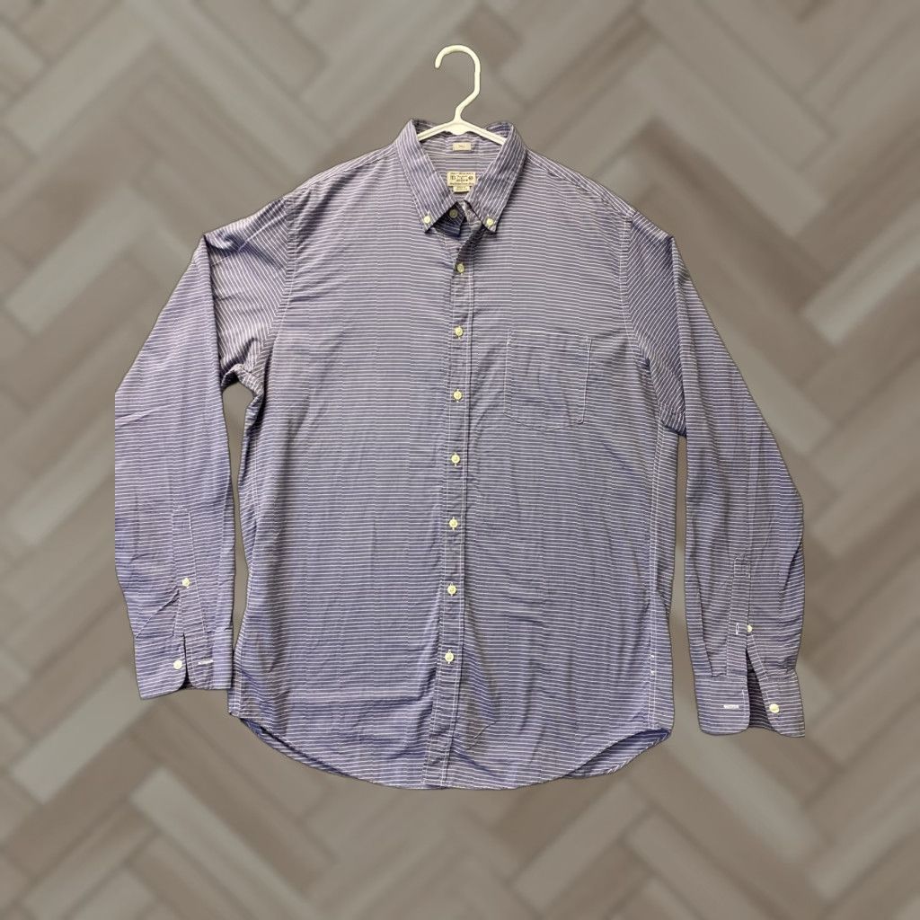 J.Crew VINTAGE J Crew Dress Shirt Men XLT Long Sleeve Blue Denim Twill Casual Business Formal 99-41 Size US XL / EU 56 / 4 - 1 Thumbnail