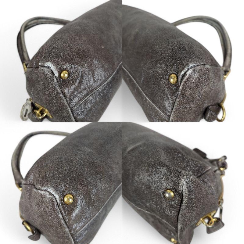 Prada Prada - Mini Padlock Gray Handbag Gold Hardware Size ONE SIZE - 7 Thumbnail
