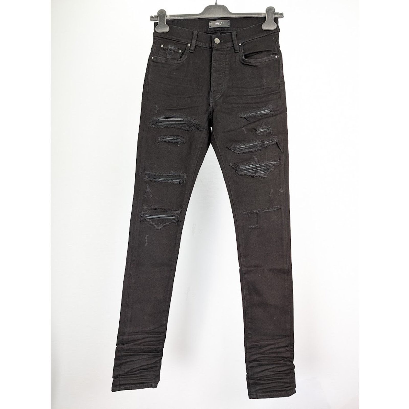 Amiri o1rshd1 Leather Thrasher Jeans in Black Size US 30 / EU 46 - 2 Thumbnail