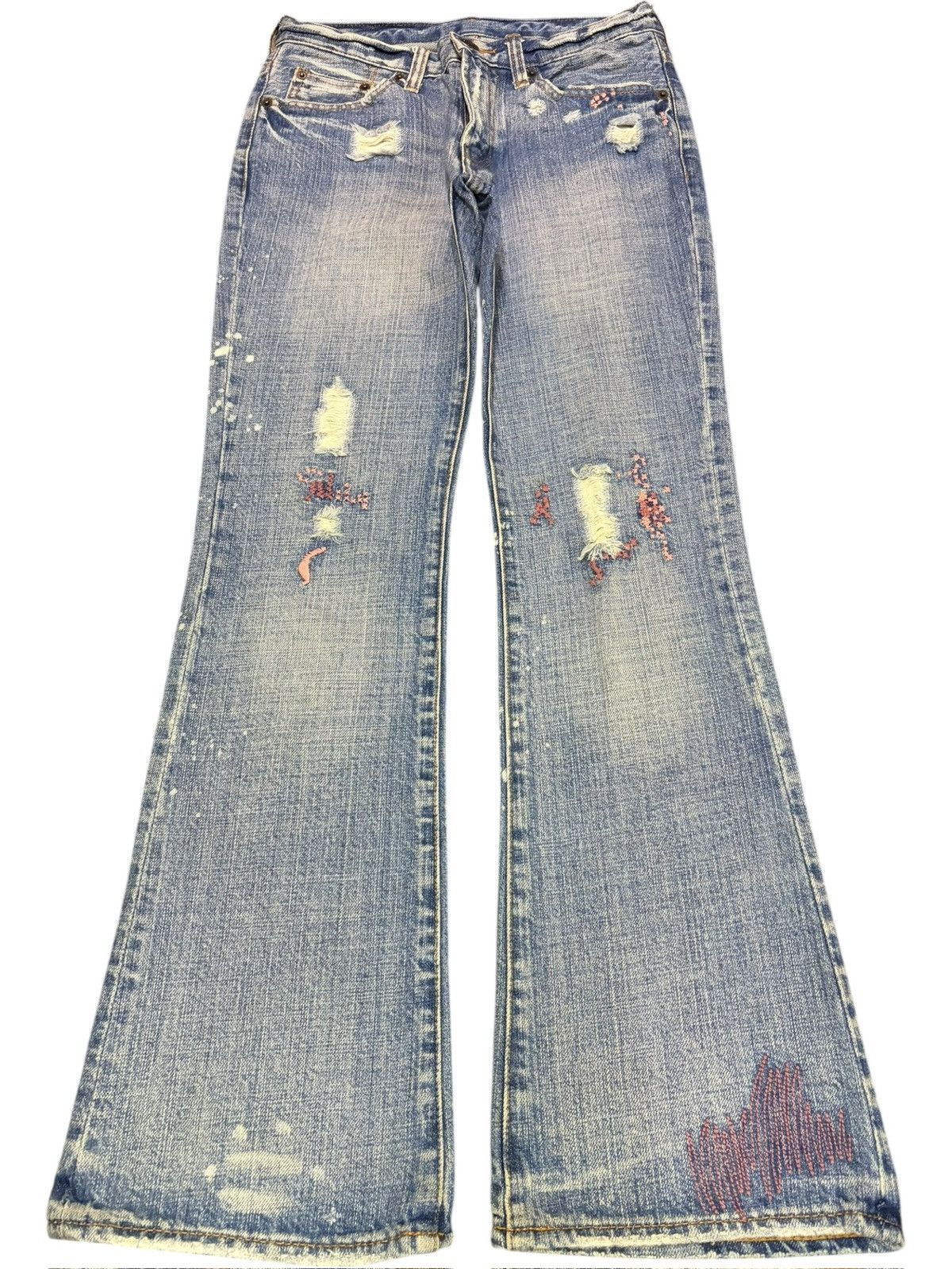 Diesel Vintage Japanese Brand Embroidered Distressed Flare Jeans Size 26" / US 2 / IT 38 - 1 Thumbnail