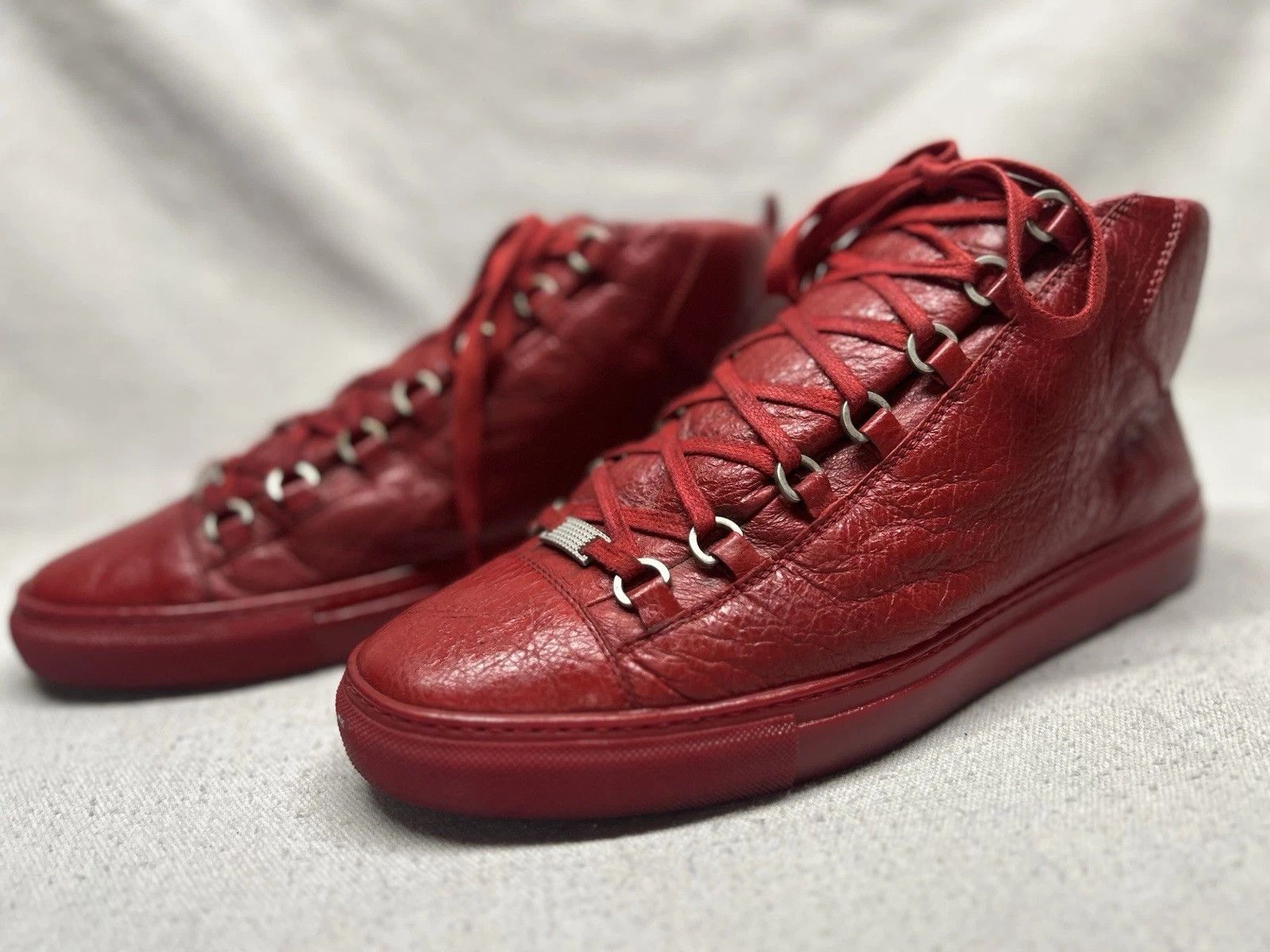 Balenciaga Balenciaga Arena Red 10 High Tops Leather Sneakers Size US 10 / EU 43 - 1 Thumbnail