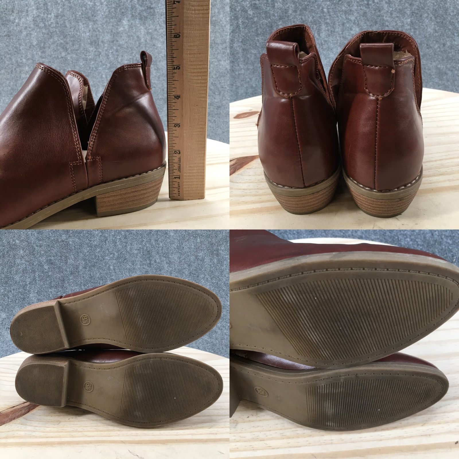Vintage Universal Thread Boots Womens 8.5 Nora Ankle Bootie Brown Faux Leather Cut Out Boots Size US 9 / IT 39 - 8 Thumbnail