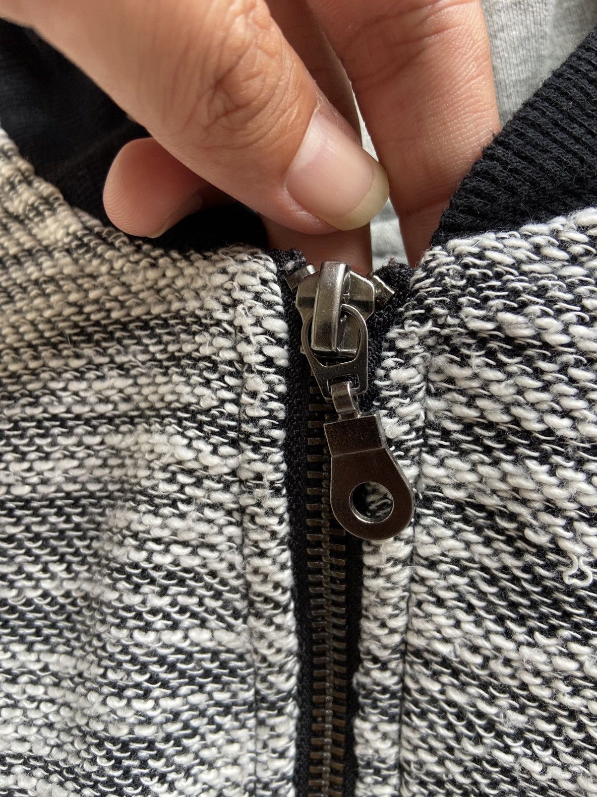 If Six Was Nine × In The Attic × Le Grande Bleu (L.G.B.) In The Attic Homme Grey Black Double Layer Bomber Hoodie Size US L / EU 52-54 / 3 - 9 Thumbnail
