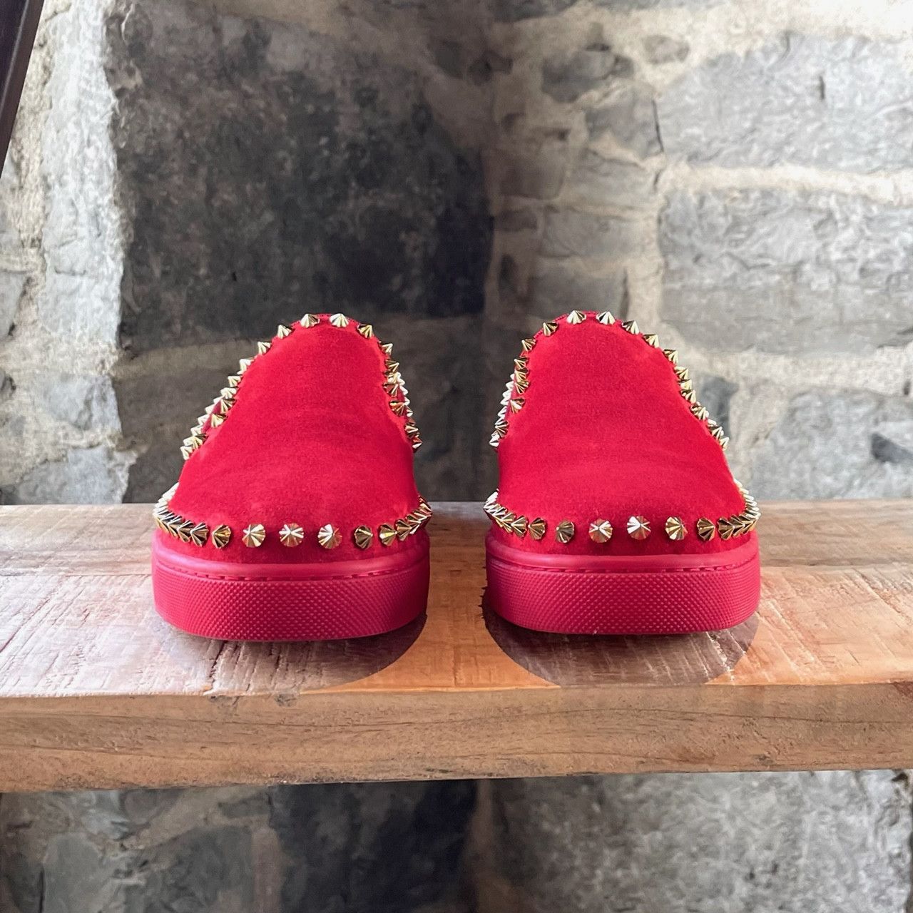 Christian Louboutin Christian Louboutin Red Suede Pik Boat Slip On Sneakers Size US 6 / IT 36 - 3 Thumbnail