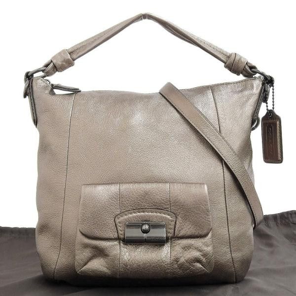 image of Coach Leather Bronze Hobo Bag, Women's