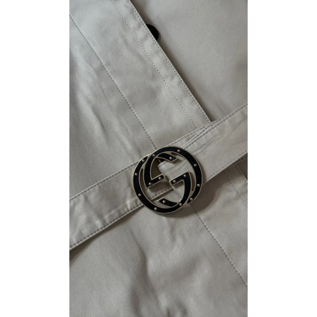 Gucci Gucci Beige Cotton Studded Logo Waist Belt Trench Coat IT40 Size S / US 4 / IT 40 - 4 Thumbnail