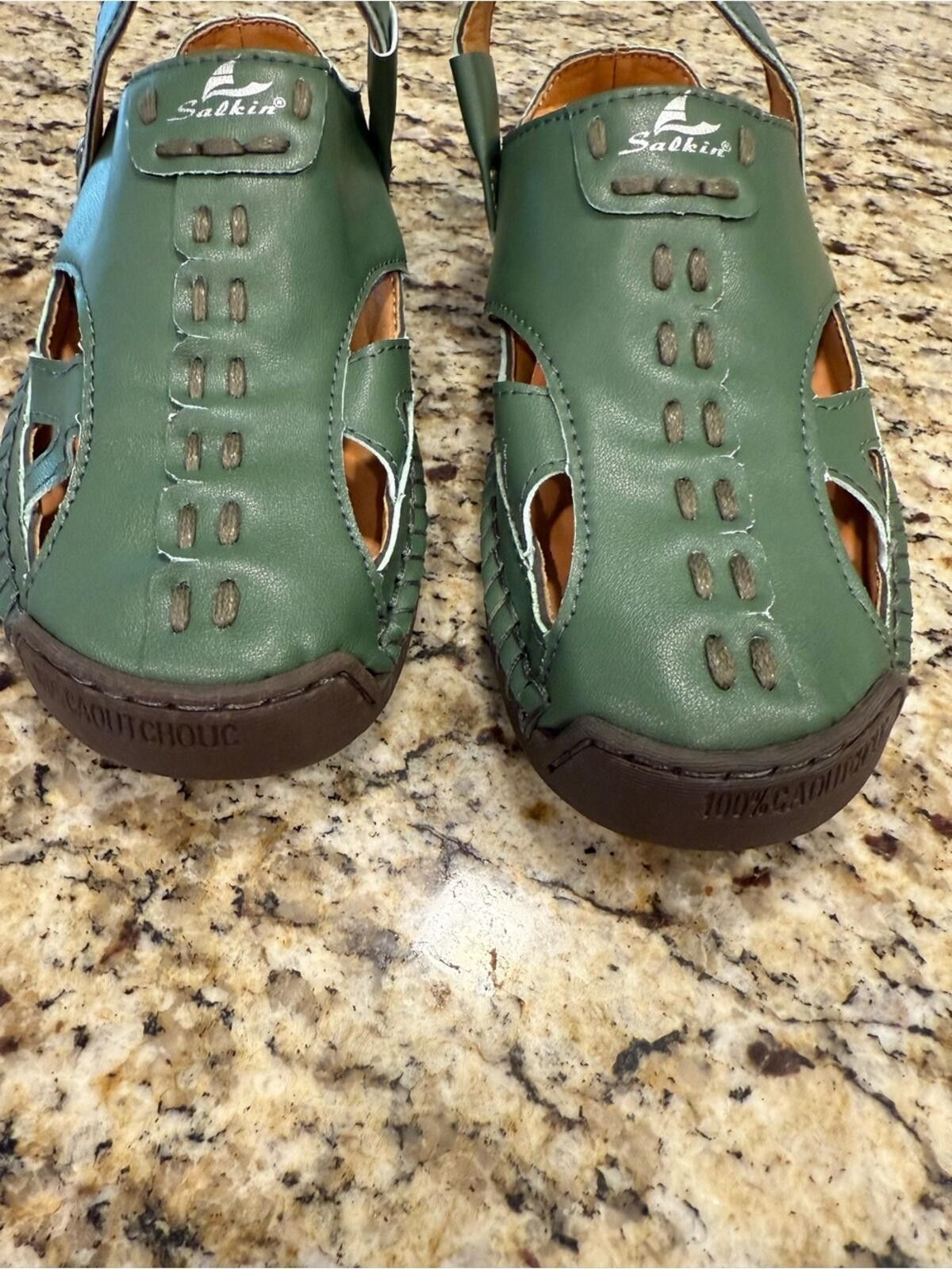 Other Salkin leather green slip on comfort shoe sling back SZ 39 Size US 7.5 / IT 37.5 - 5 Thumbnail