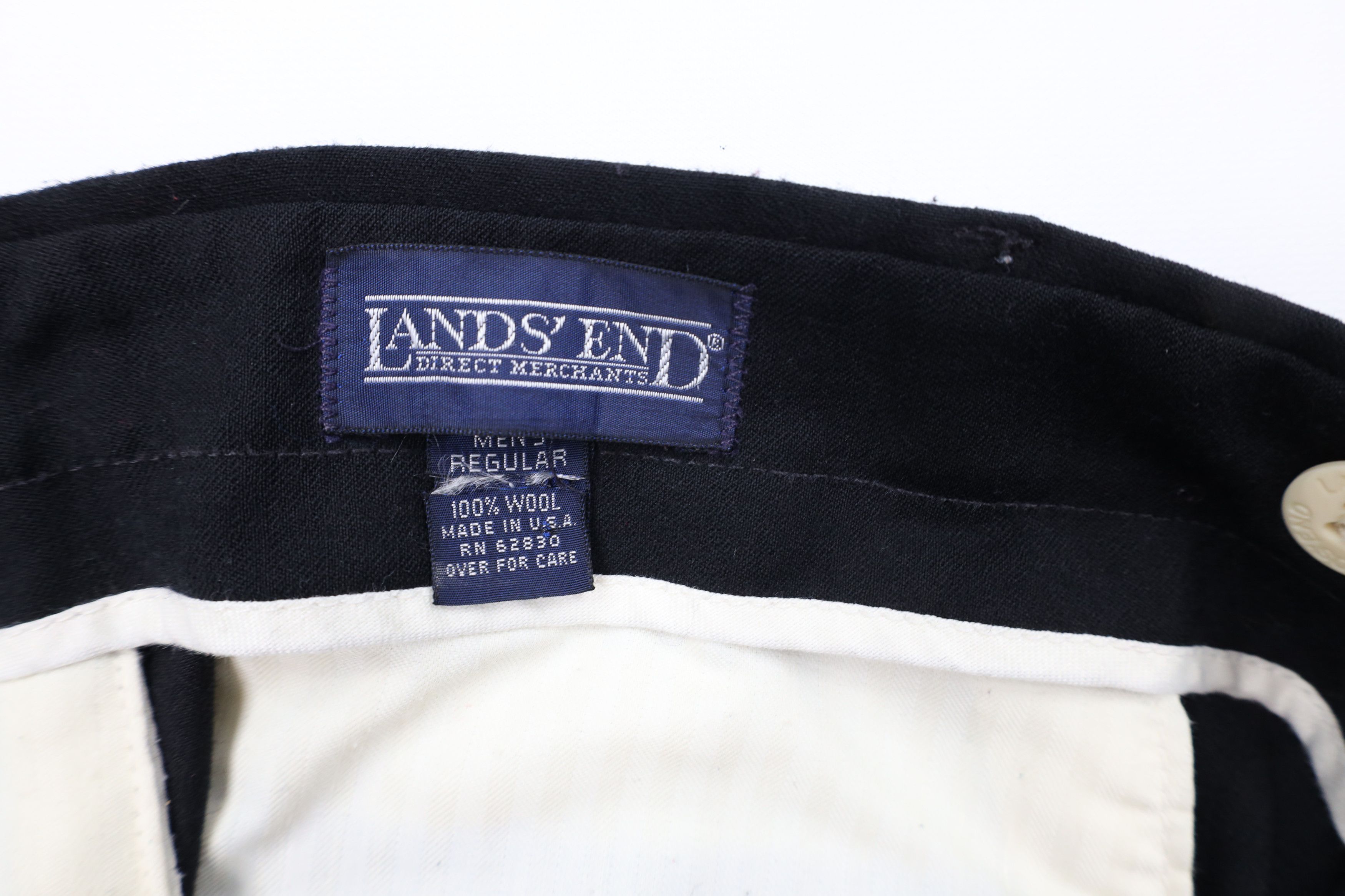 Lands' End × Vintage Vintage 90s Lands End Wide Leg Wool Chino Pants Black USA Size US 34 / EU 50 - 6 Thumbnail