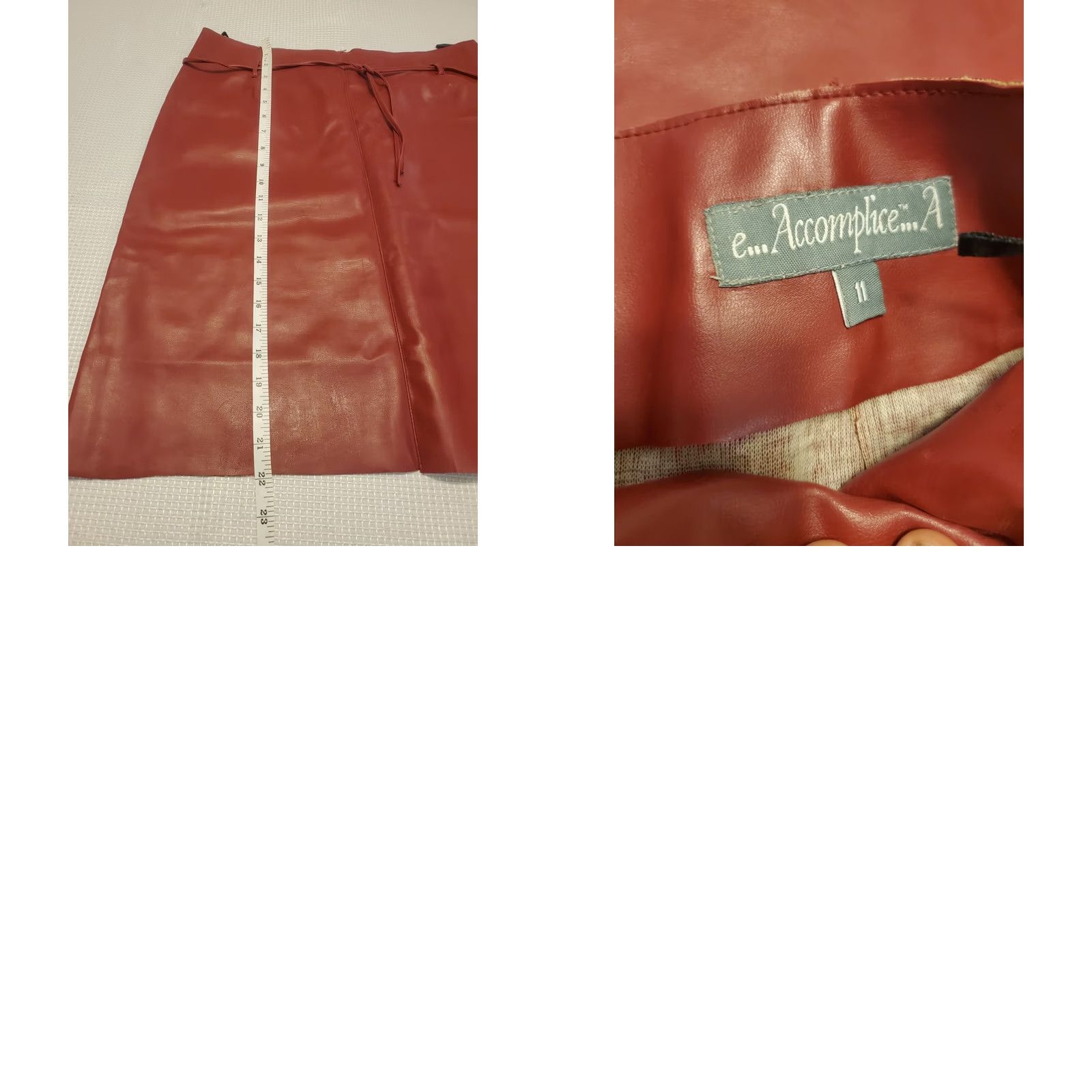 Vintage New title: Vintage Accomplice Red Knee Length Vegan Leather Skirt Junior Sz 11 Business - Style Size 32" / US 10 / IT 46 - 8 Thumbnail