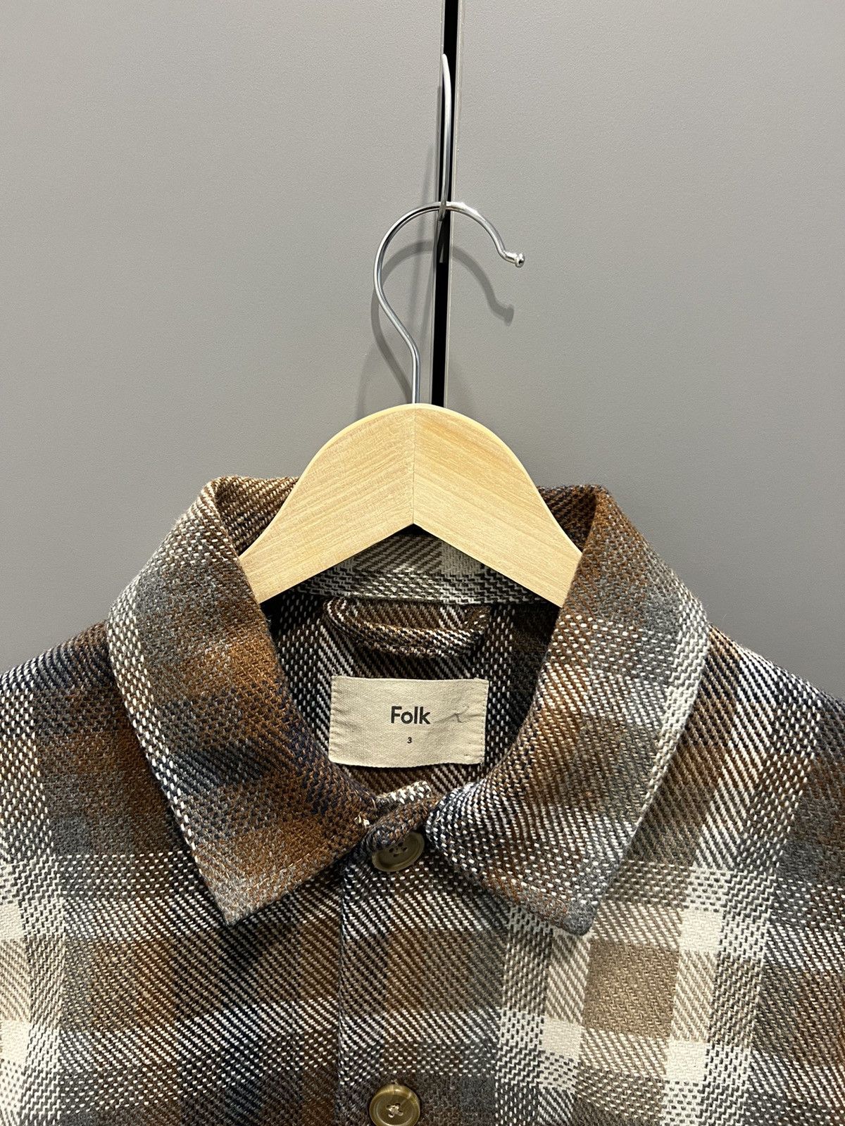 Folk Folk Mens Checkered Thomas Woven Overshirt Jacket Soft Y2K Size US M / EU 48-50 / 2 - 7 Thumbnail