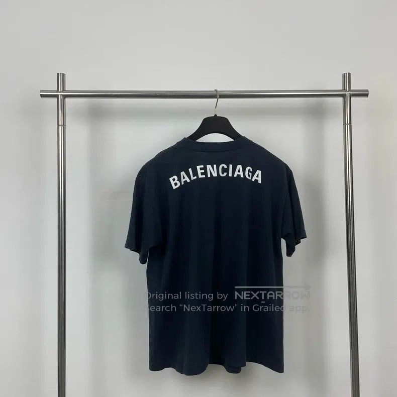 Balenciaga Balenciaga Dark Blue Short Sleeve with Back Logo Size US S / EU 44-46 / 1 - 4 Thumbnail