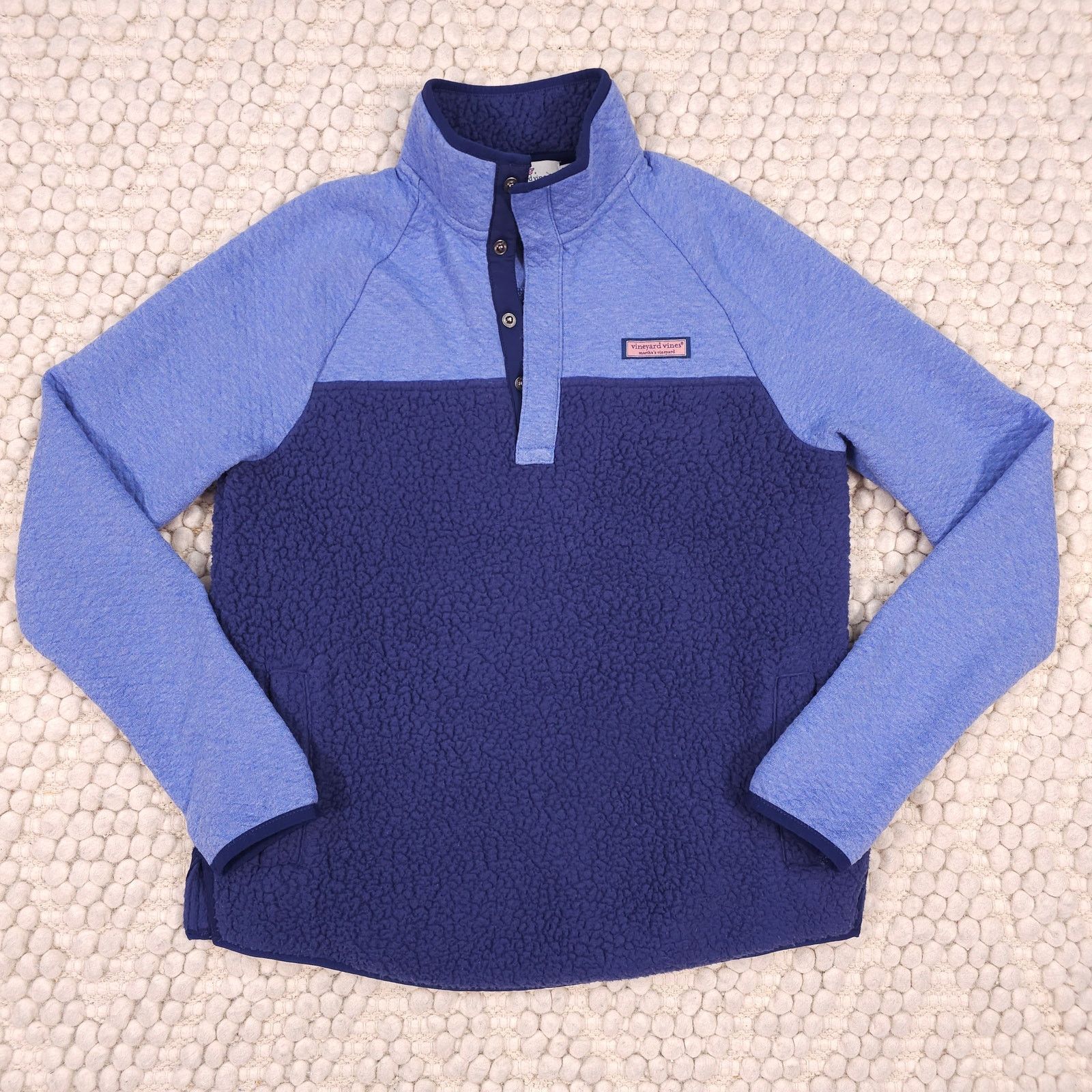 Vineyard Vines Vineyard Vines Mixed Media Sherpa Fleece Popover Blue XS Size XS / US 0-2 / IT 36-38 - 5 Thumbnail