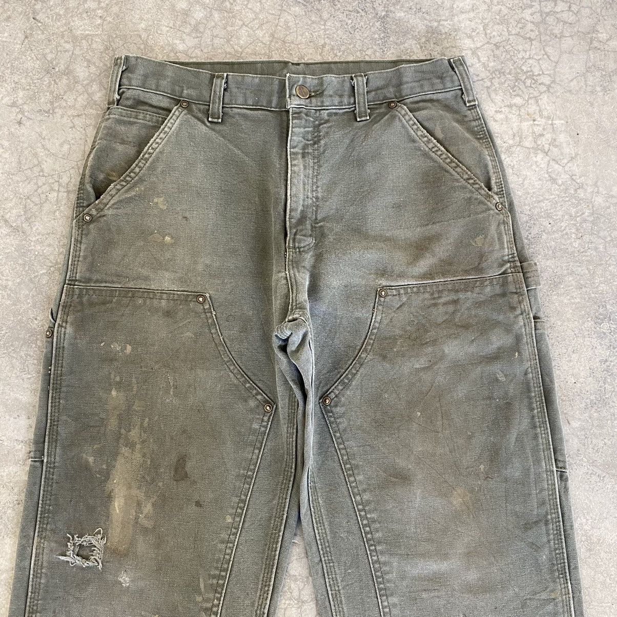 Carhartt VTG Carhartt Double Knee Faded Dirty Carpenter Pants Size US 31 - 3 Thumbnail