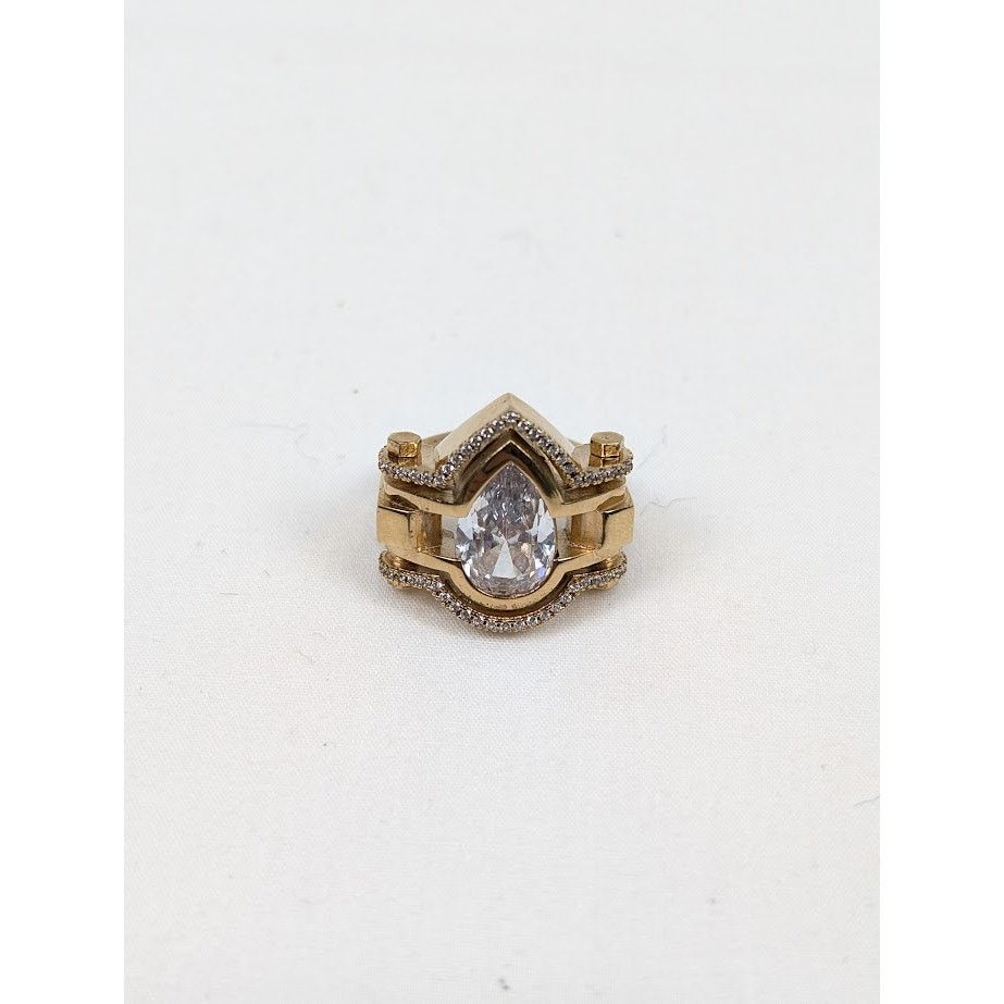 Bottega Veneta o1rshd1 Size: 11 / Cubic Zirconia Ring in Gold Silver White Size ONE SIZE - 1 Thumbnail