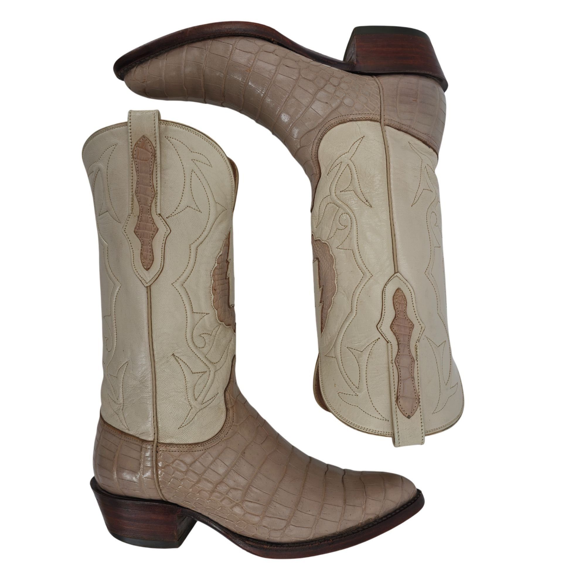 Blackjack Black Jack Exotic Alligator Men 7EE Beige Cream Cowboy Boots Size US 7 / EU 40 - 7 Thumbnail