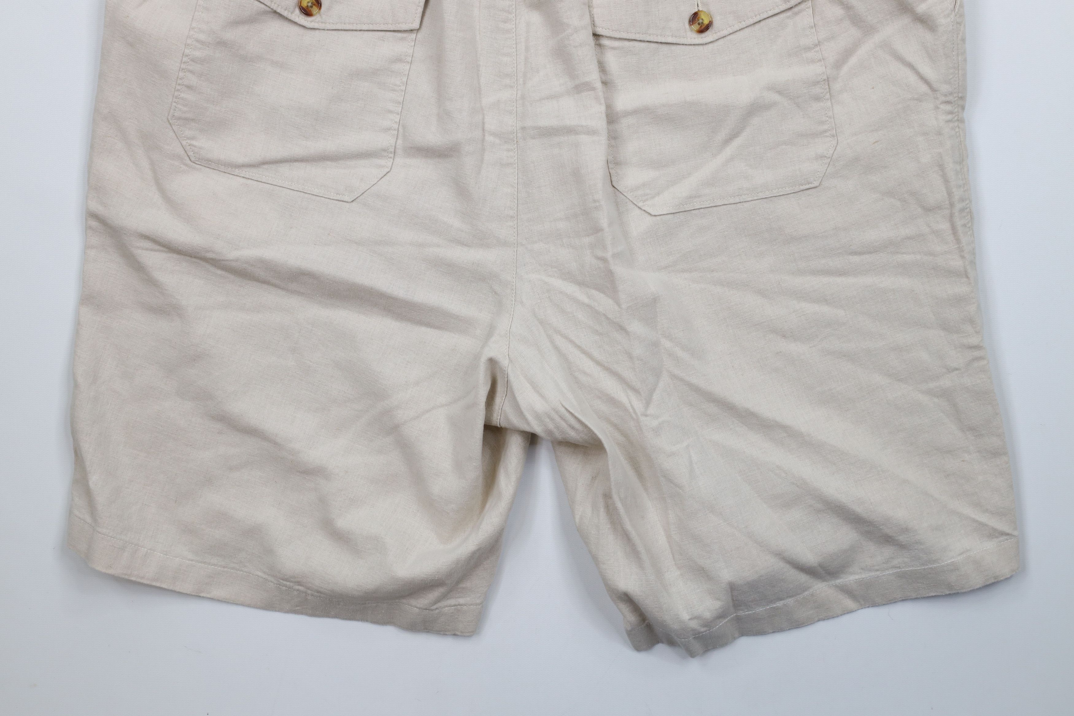 Vintage Vintage 90s Y2K Streetwear Fit Linen Blend Shorts Beige Size US 36 / EU 52 - 10 Thumbnail