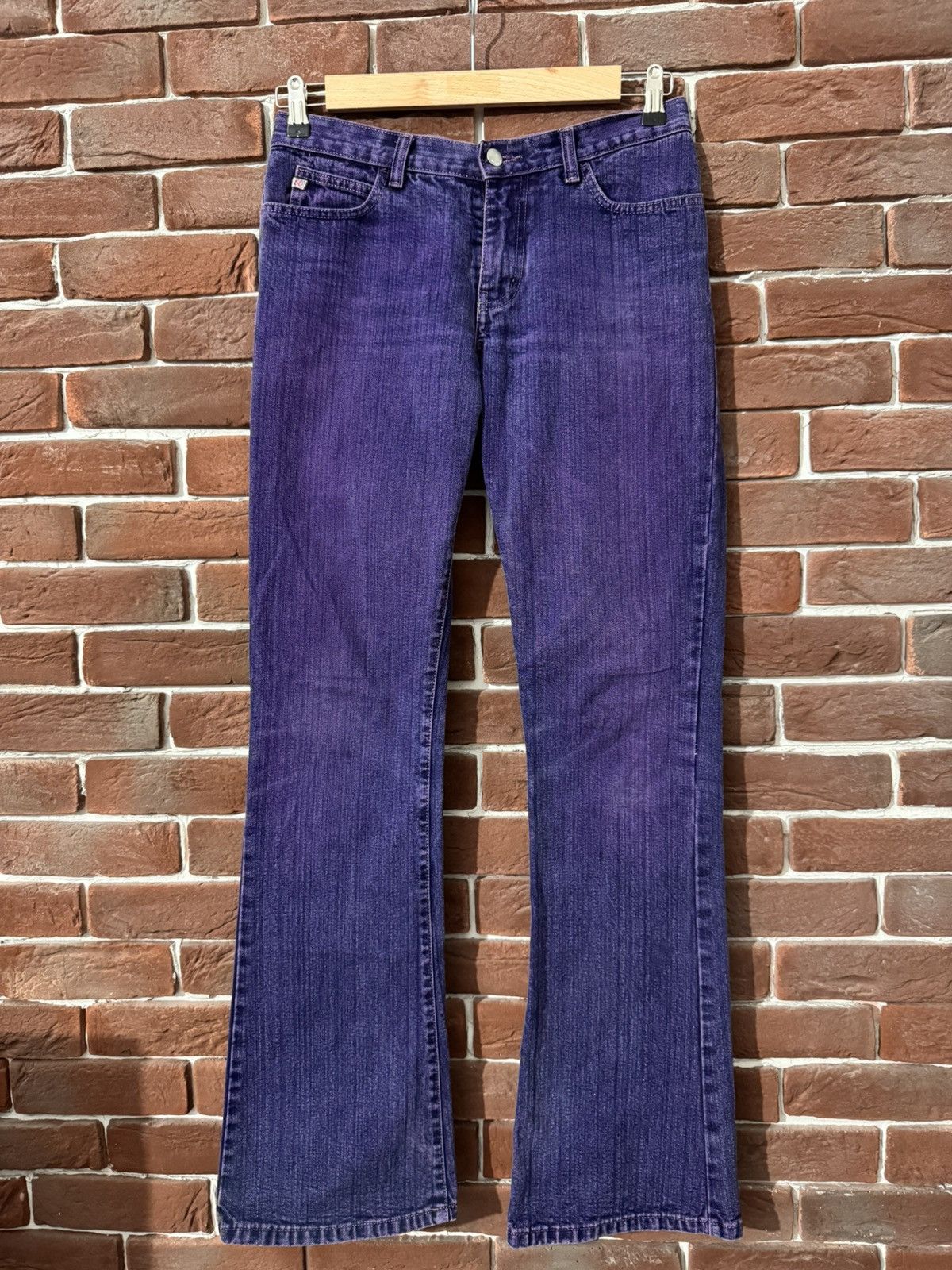 Japanese Brand Y2K Vintage Miss Sixty Jeans Purple Acid Wash Flared Low Ris Size 29" - 1 Thumbnail