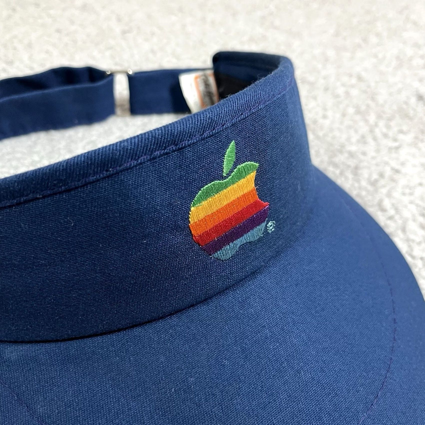 Apple VINTAGE Apple Visor Hat Blue Adjustable One Size Cotton Mens 90s USA Macintosh Size ONE SIZE - 6 Thumbnail