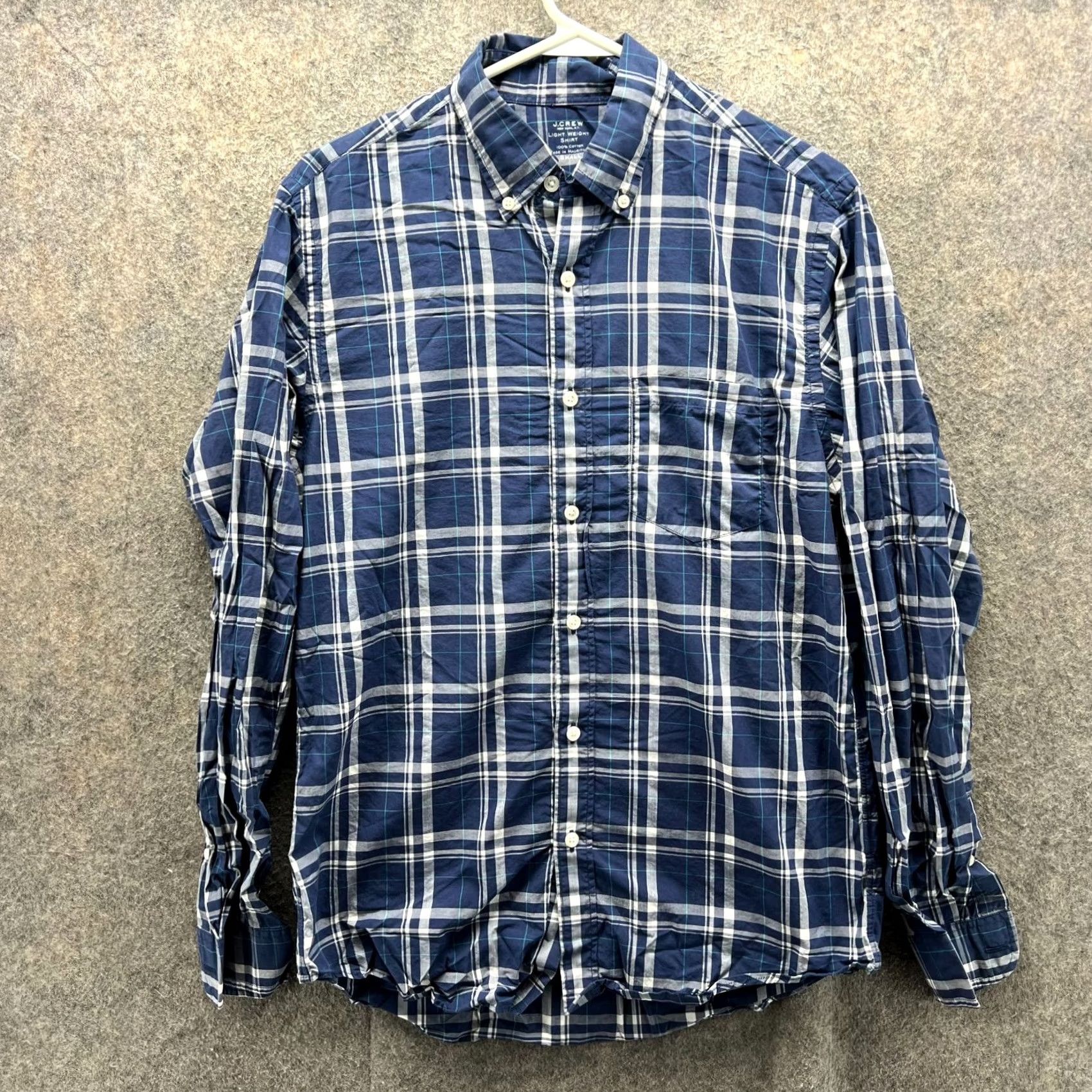 J.Crew VINTAGE J.CREW Shirt Men S Blue Button-Down Plaid Lightweight Preppy Dress/Workwear Size 36R - 2 Thumbnail
