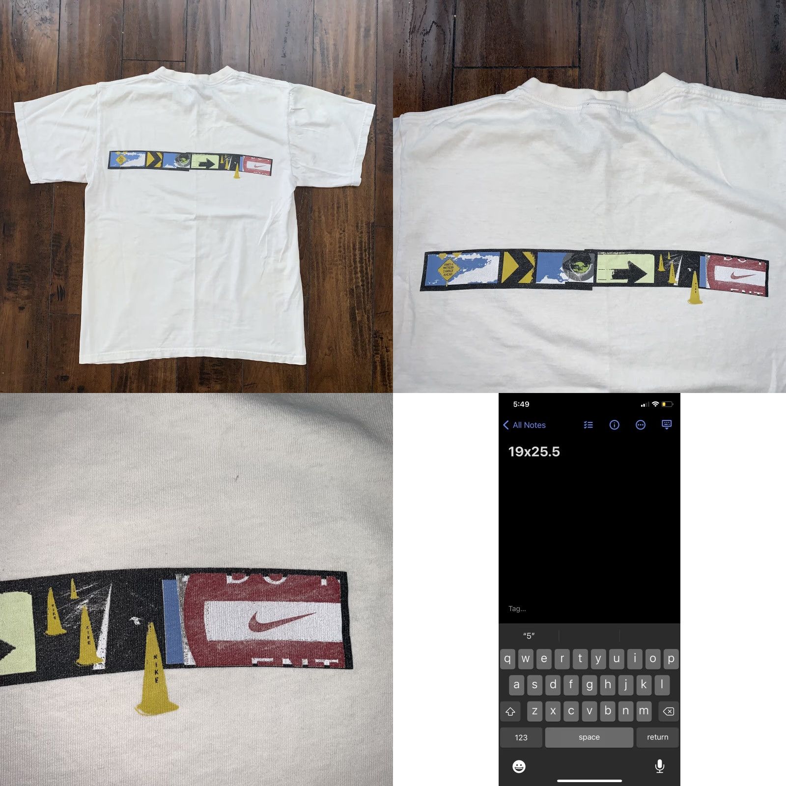 Nike VINTAGE Nike T-Shirt Shirt Mens Small White 70s 80s 90s Skate Surf Cone Ocean Graphic Print Short Sleeve Crew Neck Size US S / EU 44-46 / 1 - 8 Thumbnail