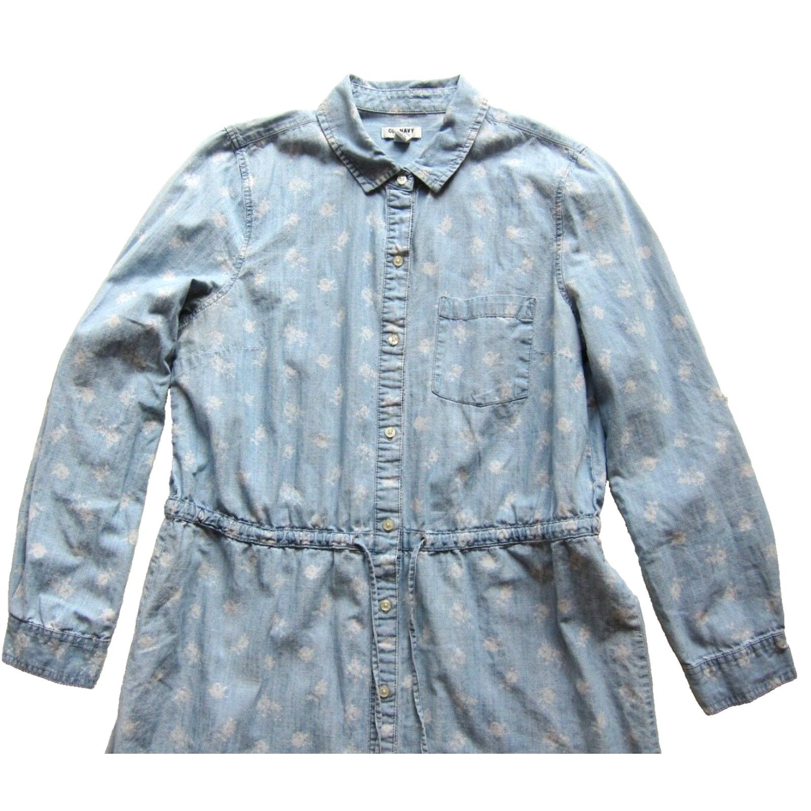 Old Navy Old Navy Shirt Dress Cotton Blue White Floral Long Sleeve Collared Button Down Womens M Size M / US 6-8 / IT 42-44 - 4 Thumbnail