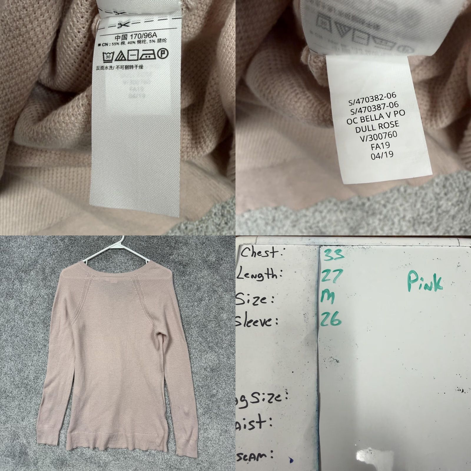 Gap Gap Sweater Womens M Pink V-Neck Raglan Waffle Knit Pullover Casual Lightweight Knit Shirt Size M / US 6-8 / IT 42-44 - 8 Thumbnail