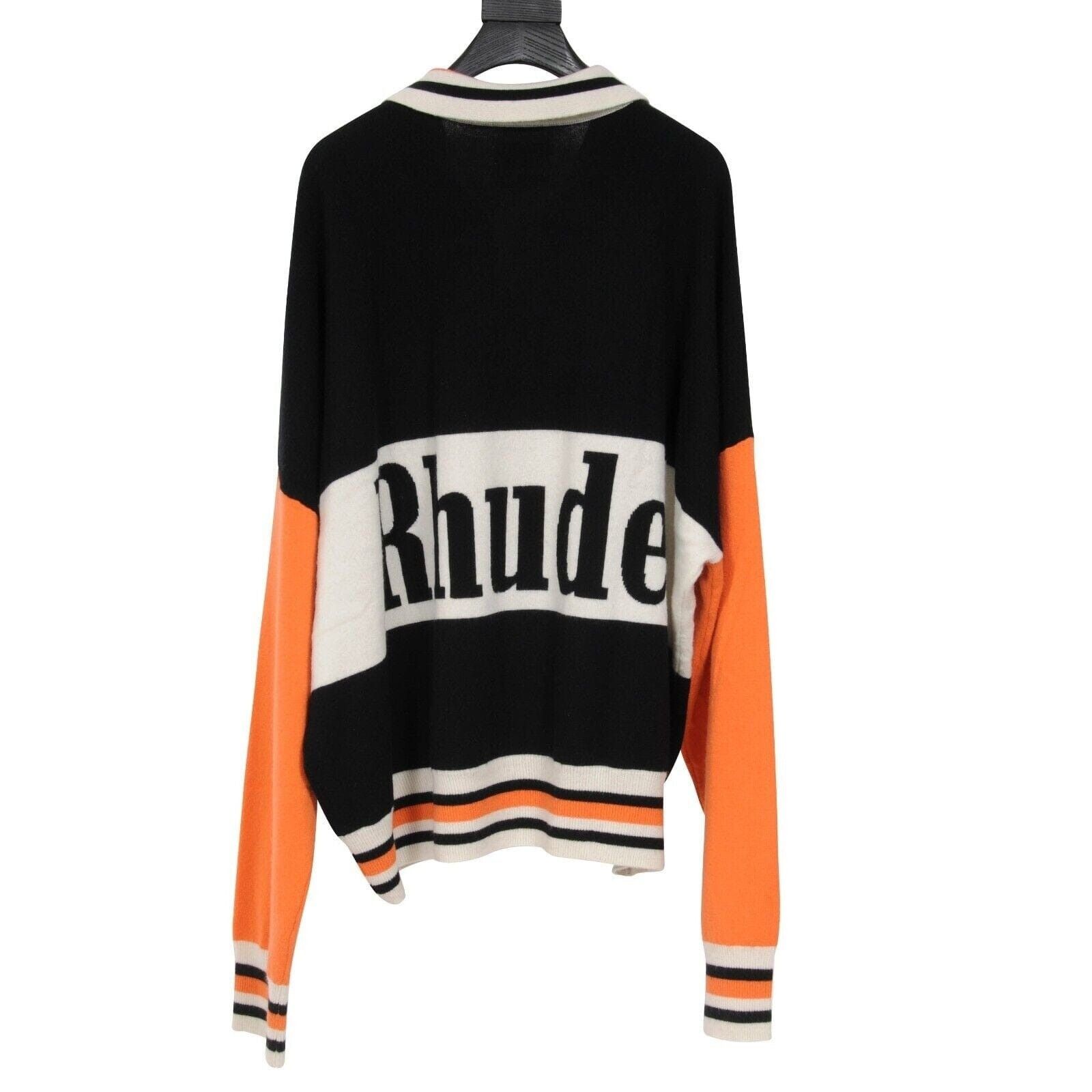 Rhude McLaren Color Block Wool Polo Shirt Orange Black -02644 Size US XXL / EU 58 / 5 - 2 Thumbnail