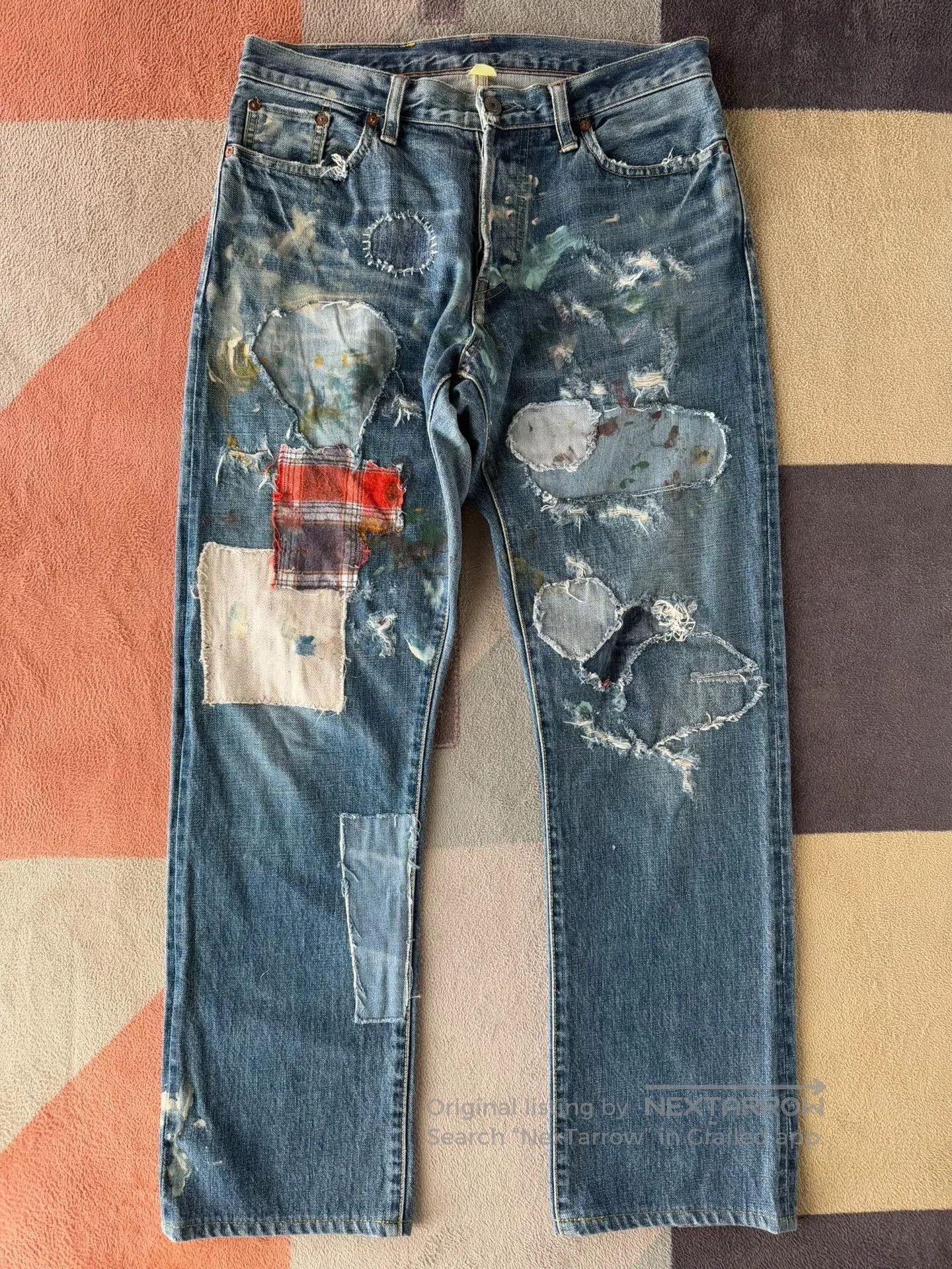 RRL Ralph Lauren RRL Distressed Paint Patch Jeans. Size US 30 / EU 46 - 1 Thumbnail