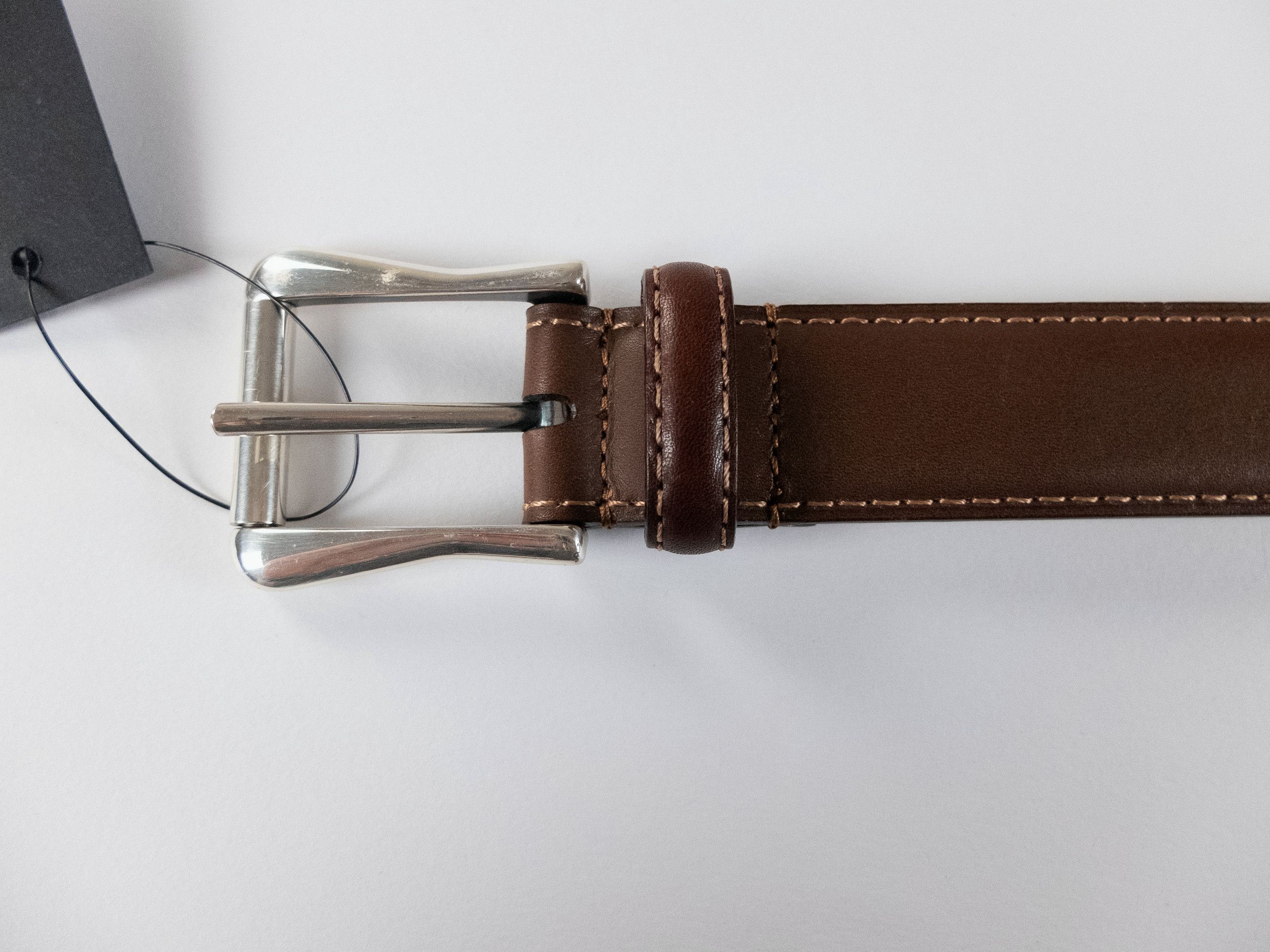 Berluti BERLUTI brown contrast stitch classic leather belt 80 Size 32 - 2 Thumbnail