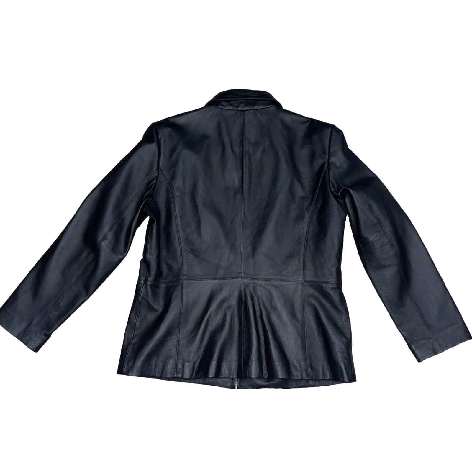 Worthington Worthington Women’s Jacket Black Leather Coat Mid-Length Zip Up L Classic Lined 90s City Professional Women's Coat Size L / US 10 / IT 46 - 2 Thumbnail