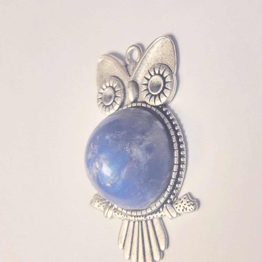 Handmade Blue & purple swirl resin owl pendant Size ONE SIZE - 3 Thumbnail