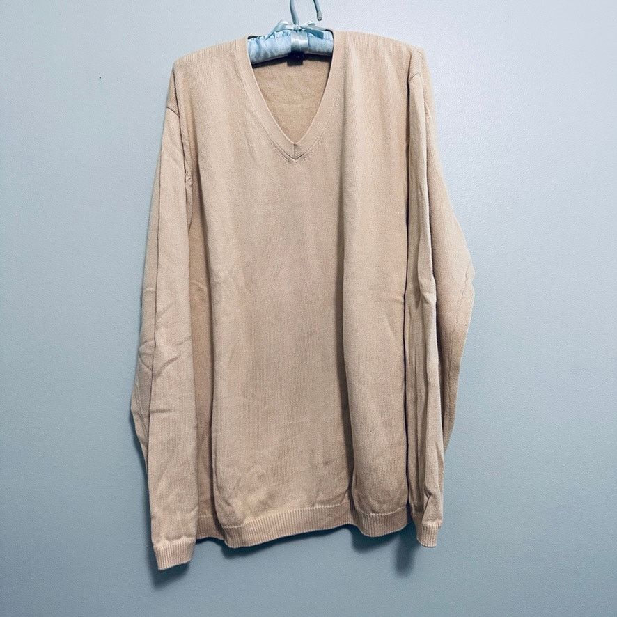 Brooks Brothers Brooks Brothers cream v neck cotton sweater Size US XL / EU 56 / 4 - 2 Thumbnail