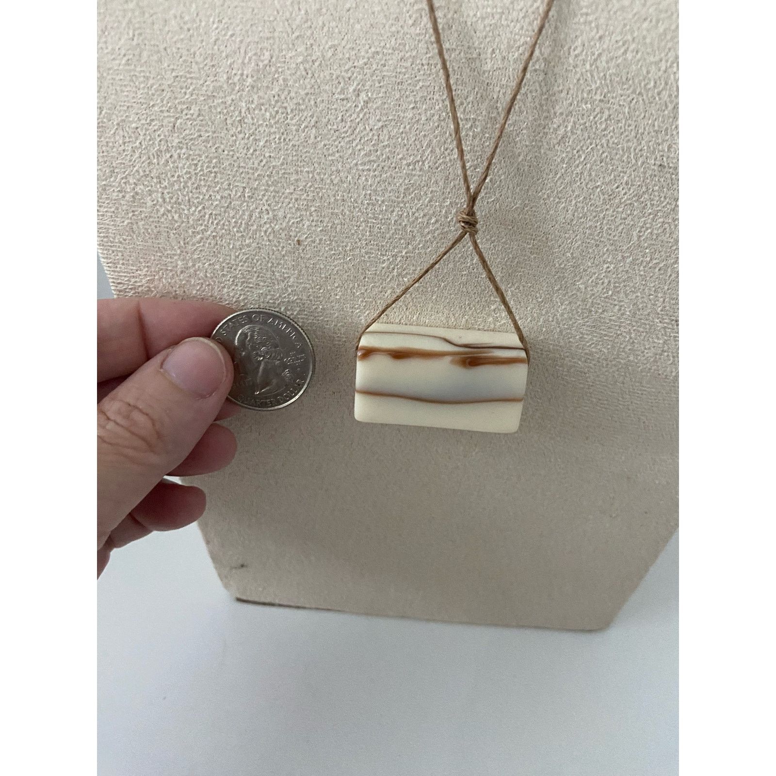 Other Handmade brown and cream rectangle pendant necklace Size ONE SIZE - 2 Thumbnail