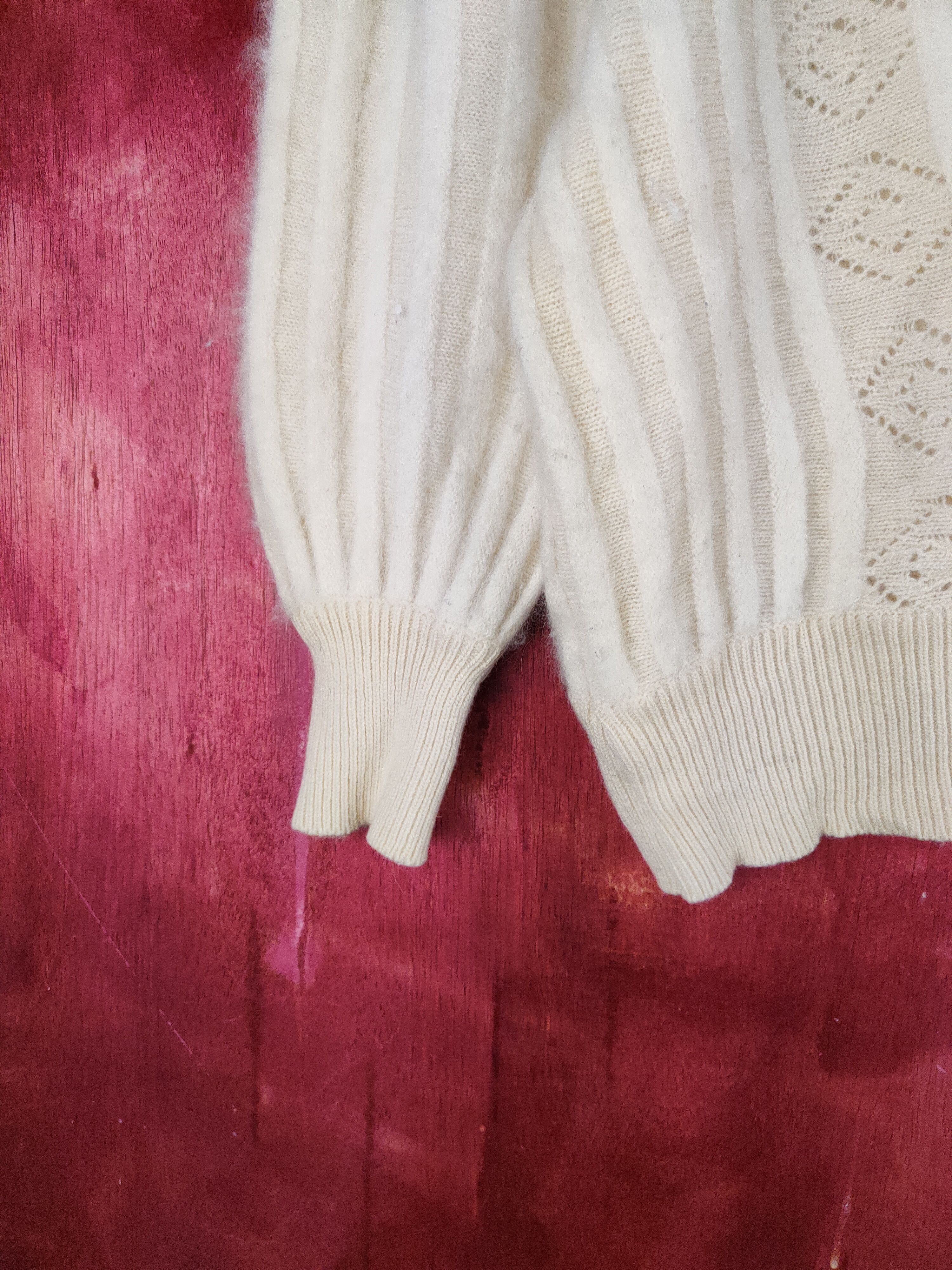 Homespun Knitwear Lansoir Cream Shag Shaggy Fur Mohair Knitwear #S2065 Size S / US 4 / IT 40 - 4 Thumbnail