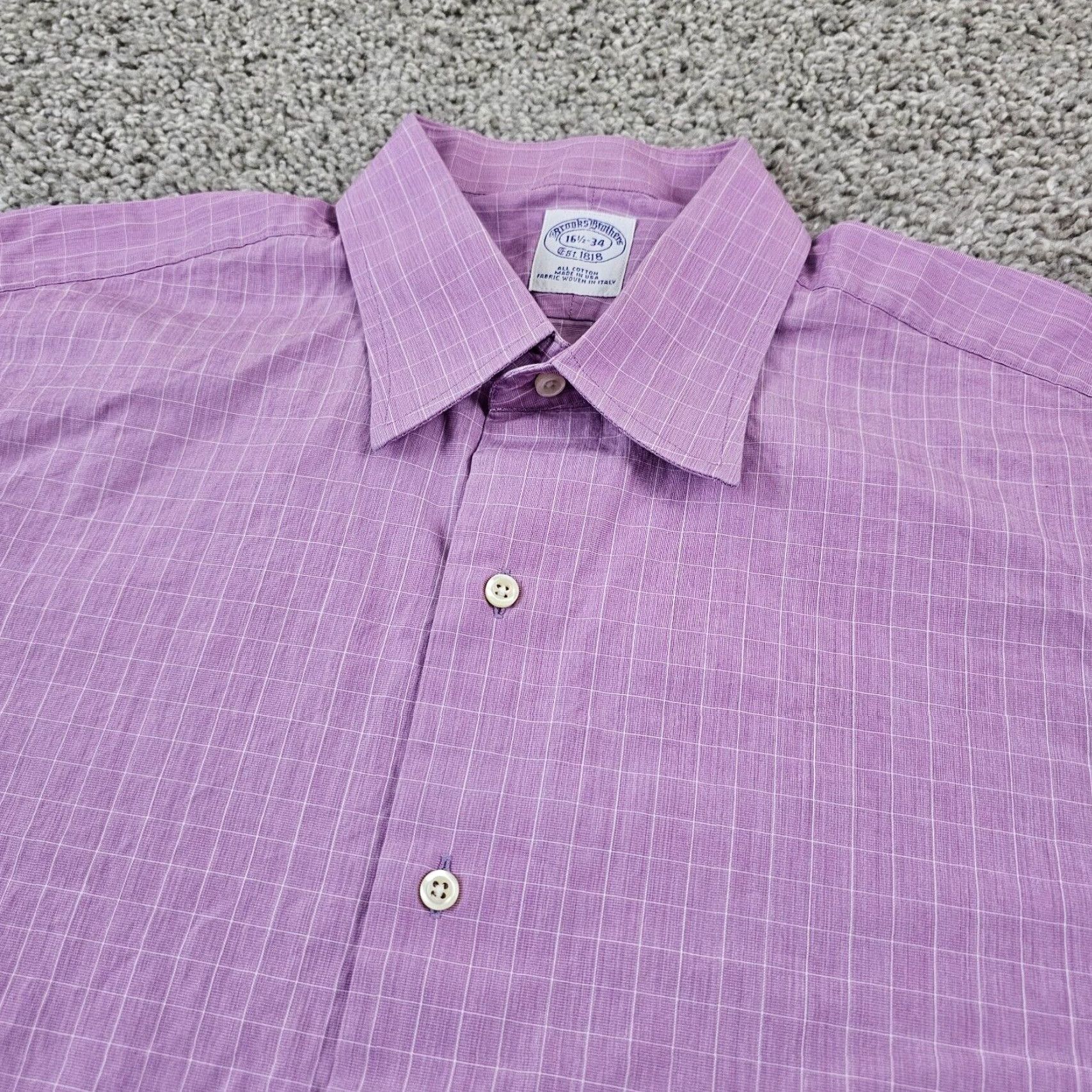 Brooks Brothers VINTAGE Brooks Brothers Plaid Shirt Mens Large L Purple Long Sleeve French Cuff USA Size US L / EU 52-54 / 3 - 3 Thumbnail