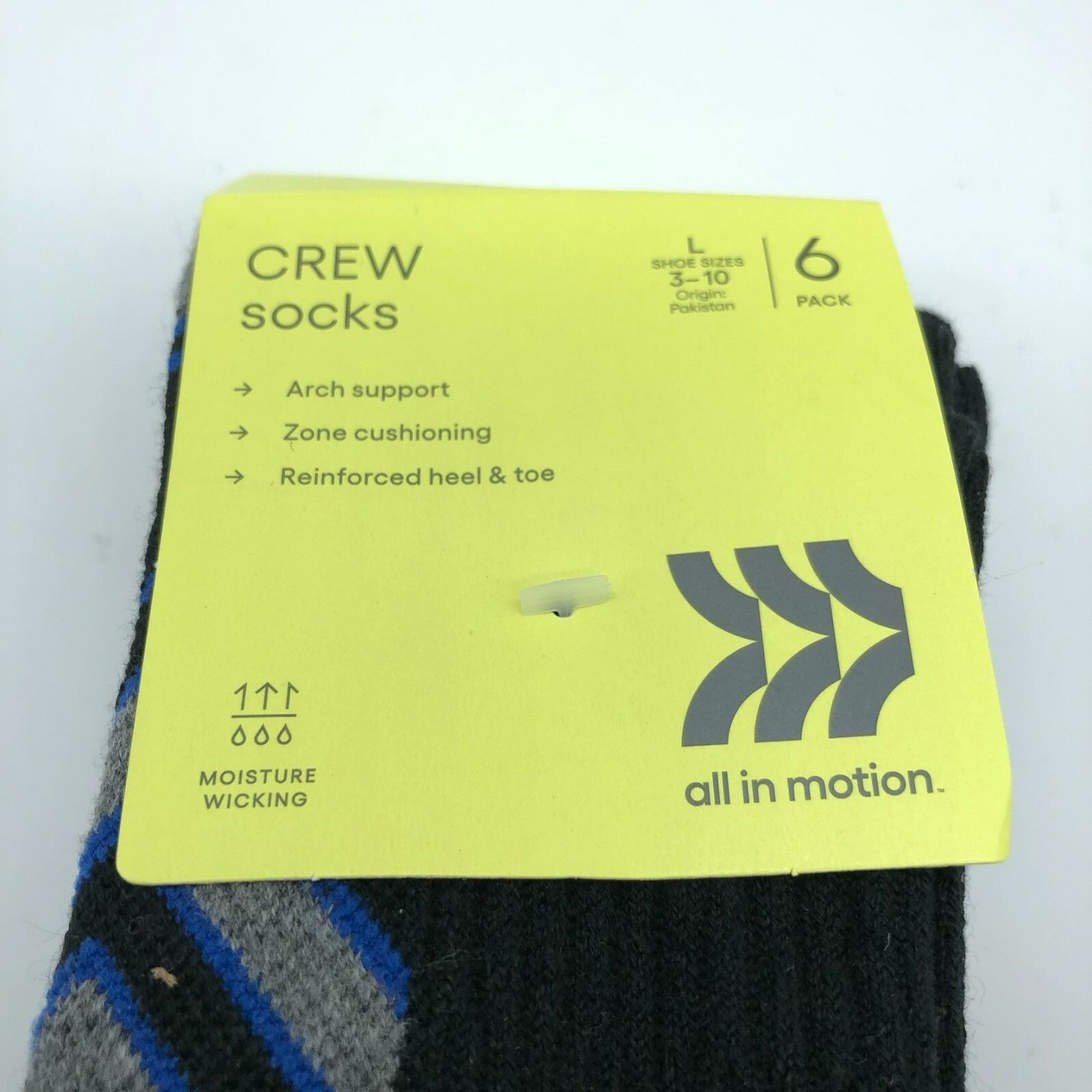 Other All in Motion Womens Crew Socks Arch Support Cushioning Blac Size ONE SIZE - 2 Thumbnail