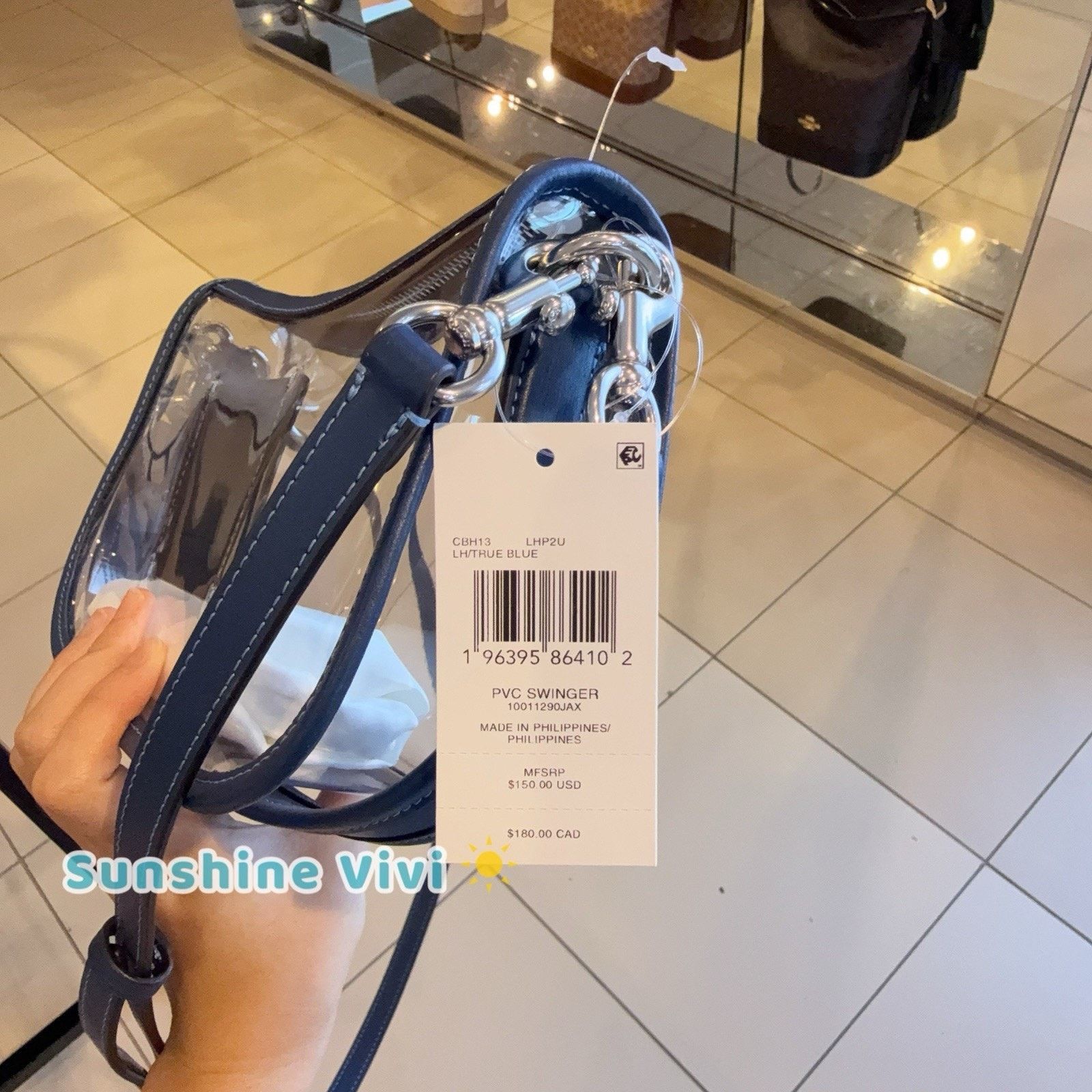 Coach NWT Coach Stadium Swinger Bag Clear Dust Bag CBH13 True Blue Size ONE SIZE - 12 Thumbnail