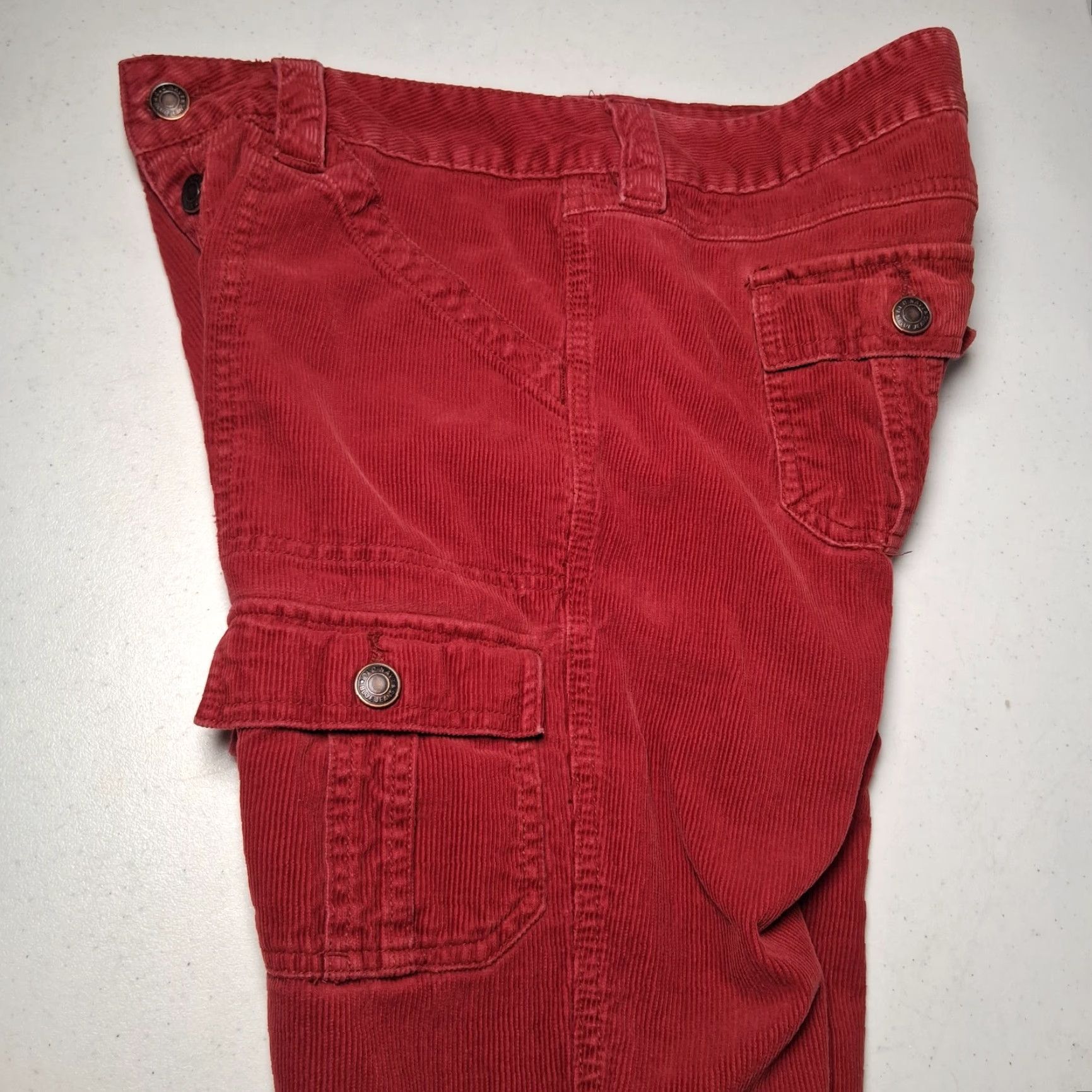 Old Navy VINTAGE Old Navy Corduroy Pants Women 6 Rust Cargo Button Fly Distressed Frayed Hem Casual Everyday Pants Womens Size 28" / US 6 / IT 42 - 4 Thumbnail